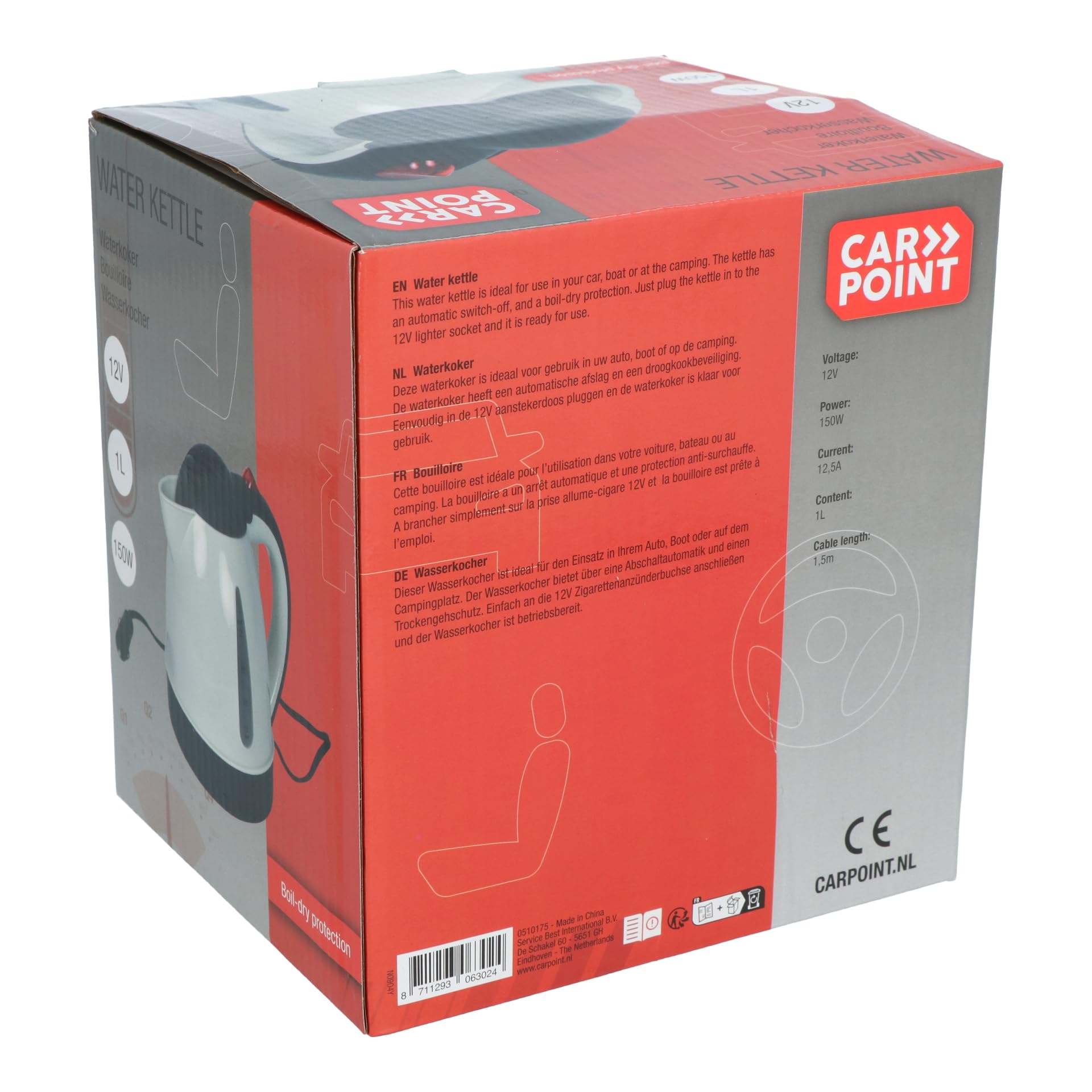 Carpoint - Bouilloire d'eau - 1 Litre - 12V - Blanc