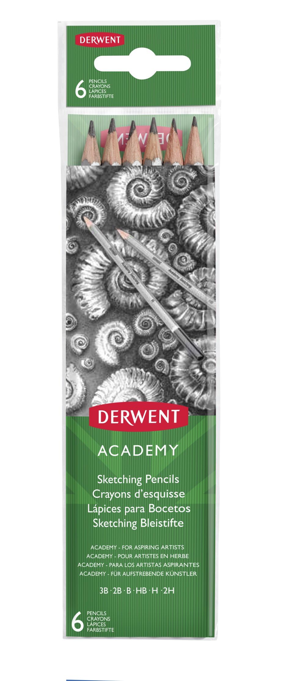 Derwent Academy Sketching Pencils Graphite Set Of 6 Drawing And Shading