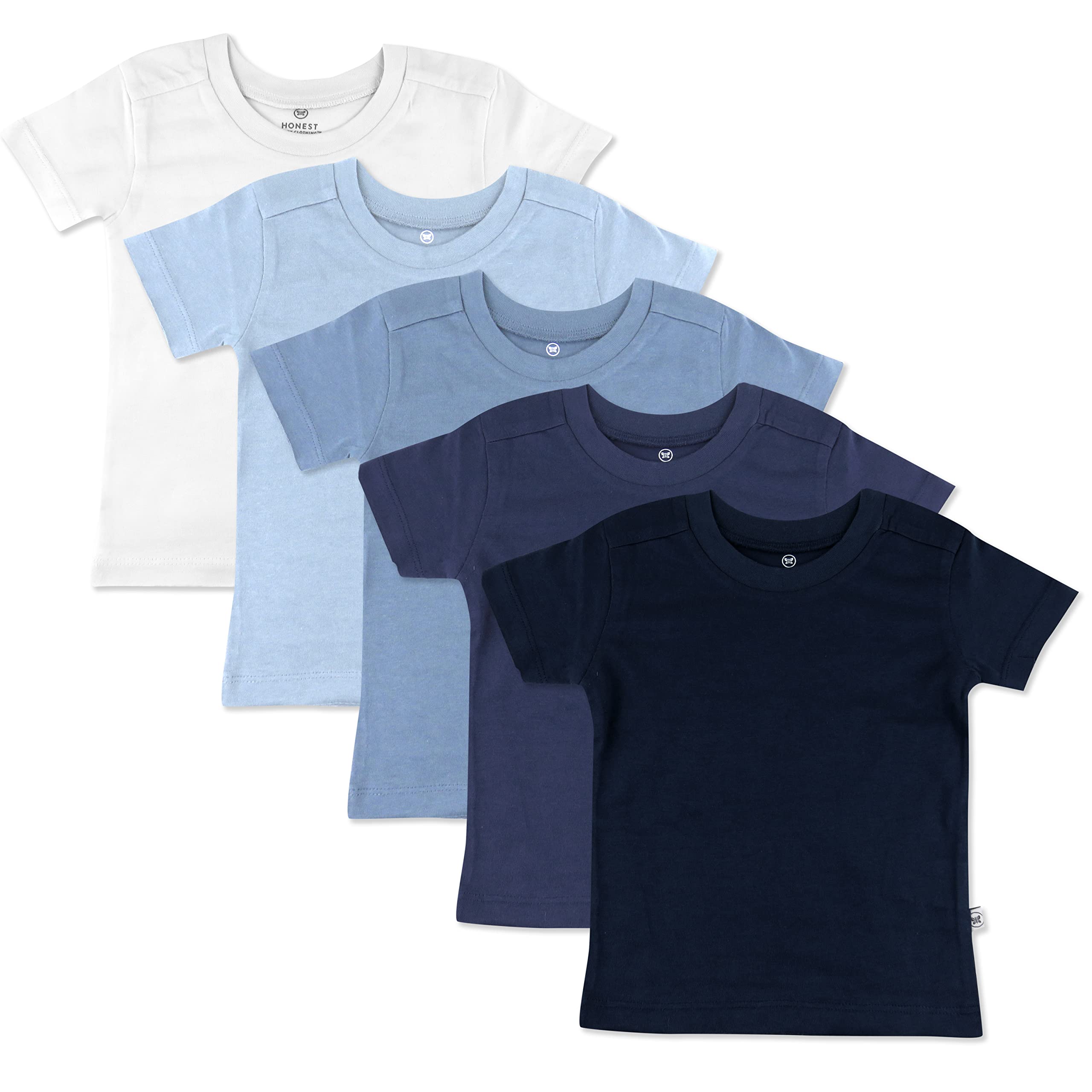 HonestBaby Unisex-Baby 5-Pack Short Sleeve T-Shirts 100% Organic Cotton Baby, Toddler, Little Kid, Boy, Girl, Unisex