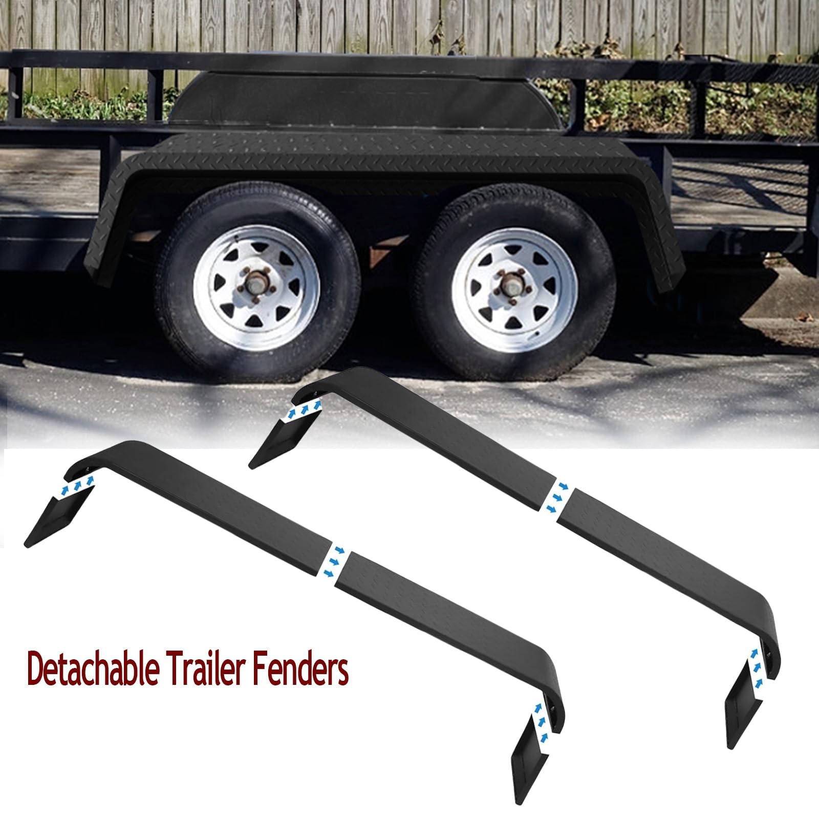 Garvee Garde-boues Tandem Robustes en Acier 14 Gauge pour remorque Double essieu – Plaque Diamant 72-7/8"x10-1/4 x13 – Résistants à la Rouille – Compatibles pneus 13-15" – Utilitaire, Porte-Voiture,