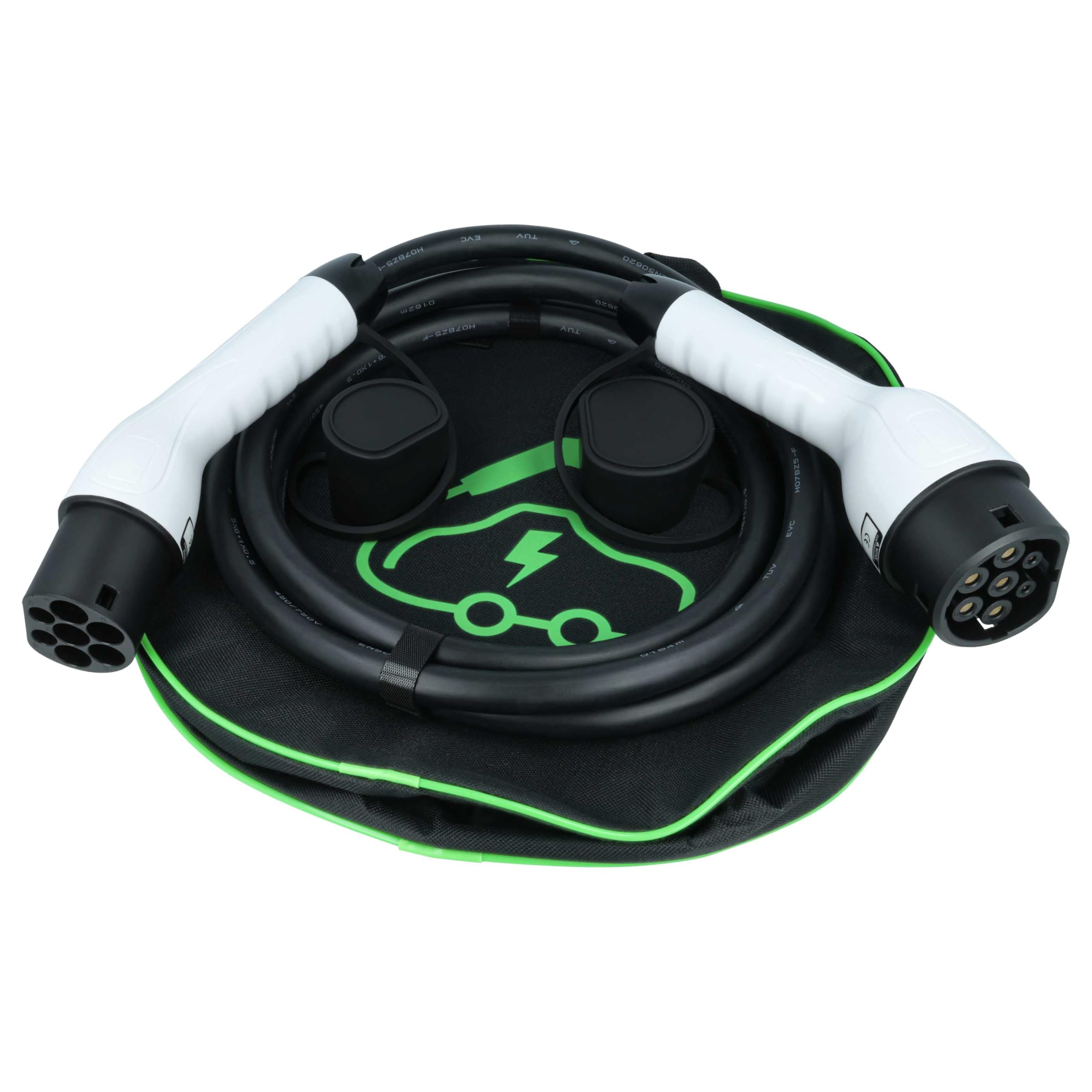 vhbw Cable Carga Tipo 2 a Tipo 2 para Coche eléctrico - Cable conexión, 3 Fases, 32 A, 22 kW, 3 m