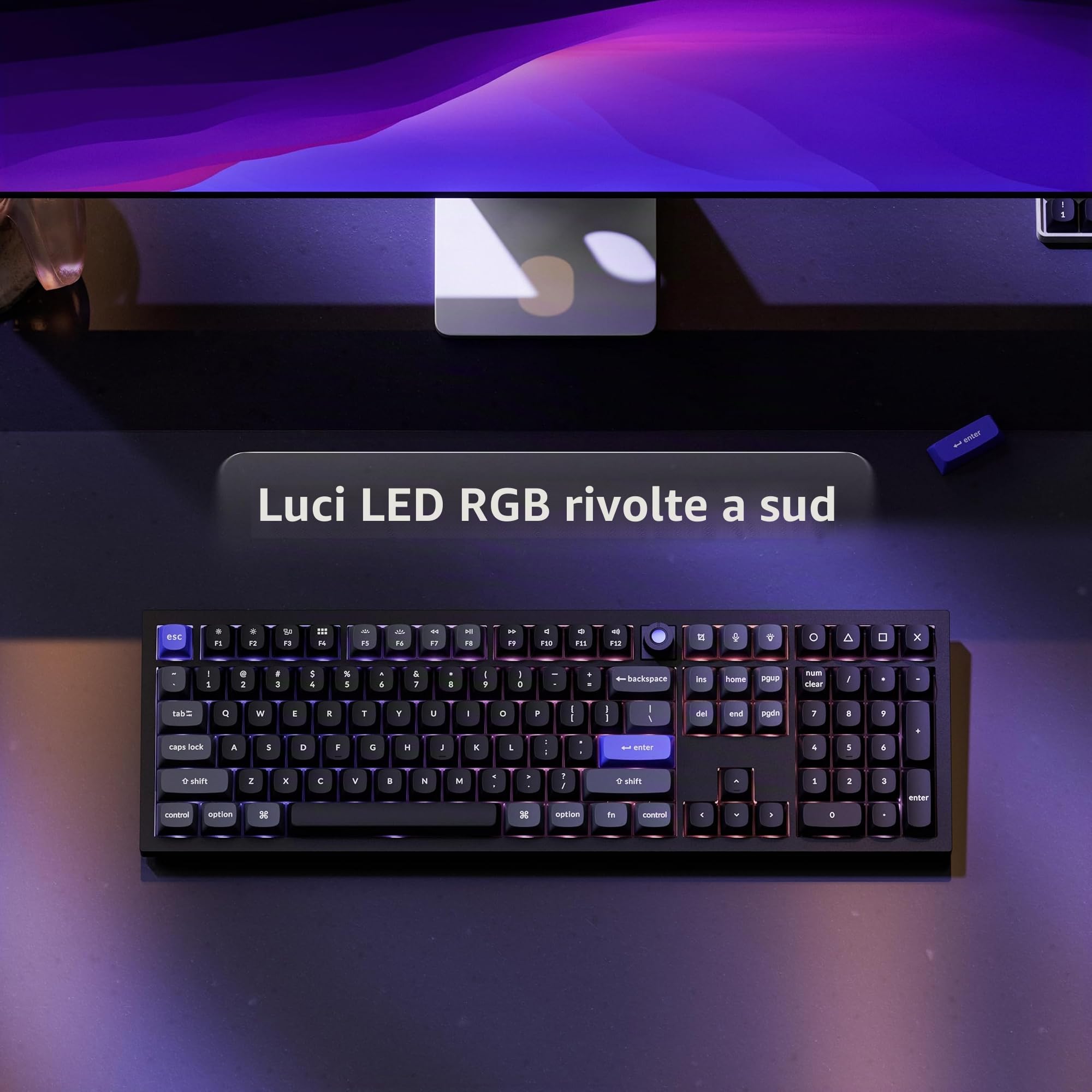 Keychron Q6 HE - Tastiera cablata ad effetto hall, tastiera con interruttore magnetico a scatto rapido, hot swap, frequenza di polling 8000 Hz, layout full-size in alluminio, RGB personalizzato per