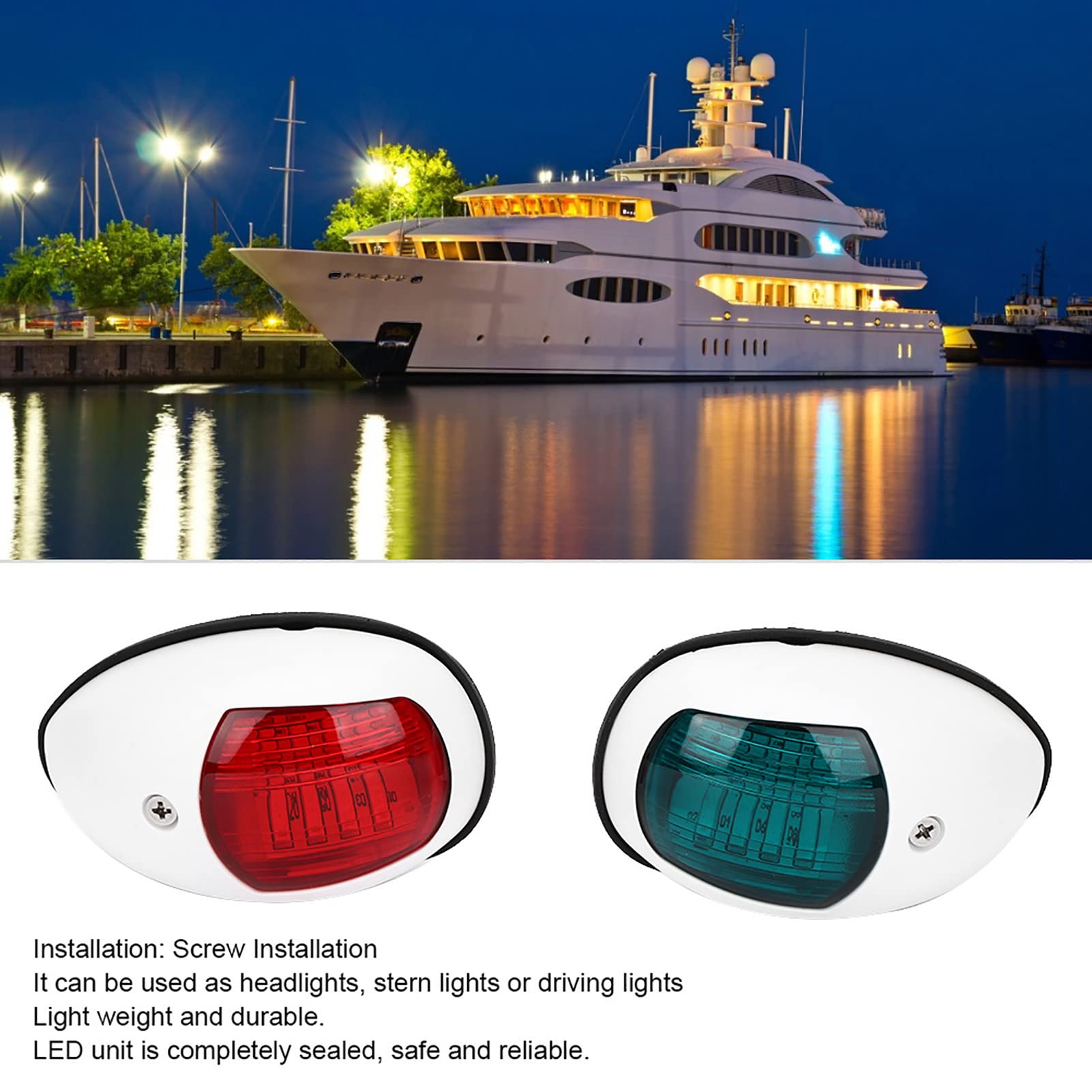 Lot De 2 Feux De Navigation LED Pour Bateaux, Feux De Navigation Pour Yacht, Lampe De Signalisation, Lampe LED Rouge Et Verte, éclairage De Bord De