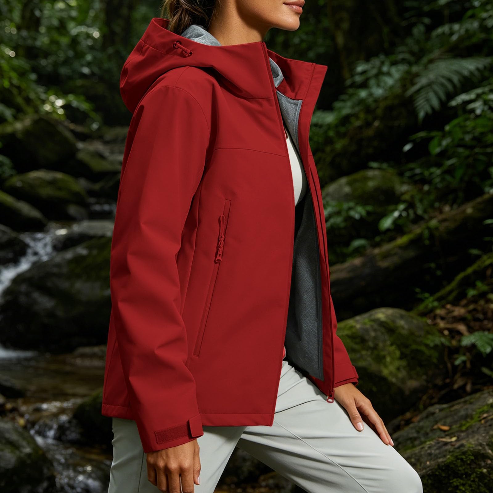 Generico Impermeabile Pioggia Donna Trekking Lungo Cappuccio Impermeabile Antipioggia Donna Giacca a Vento Cappuccio Mantella Leggera Poncho Impermeabile per Campeggio all'aperto Escursionismo