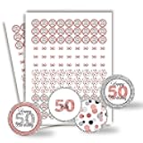 Confetti Rose Gold Polka Dot 50th Birthday Party Kiss Sticker Labels, 300 Party Circle Sticker, Sized 0.75” for Chocolate Drop Kisses by Amanda Creation, Great for Party Favors, Envelope Seals &