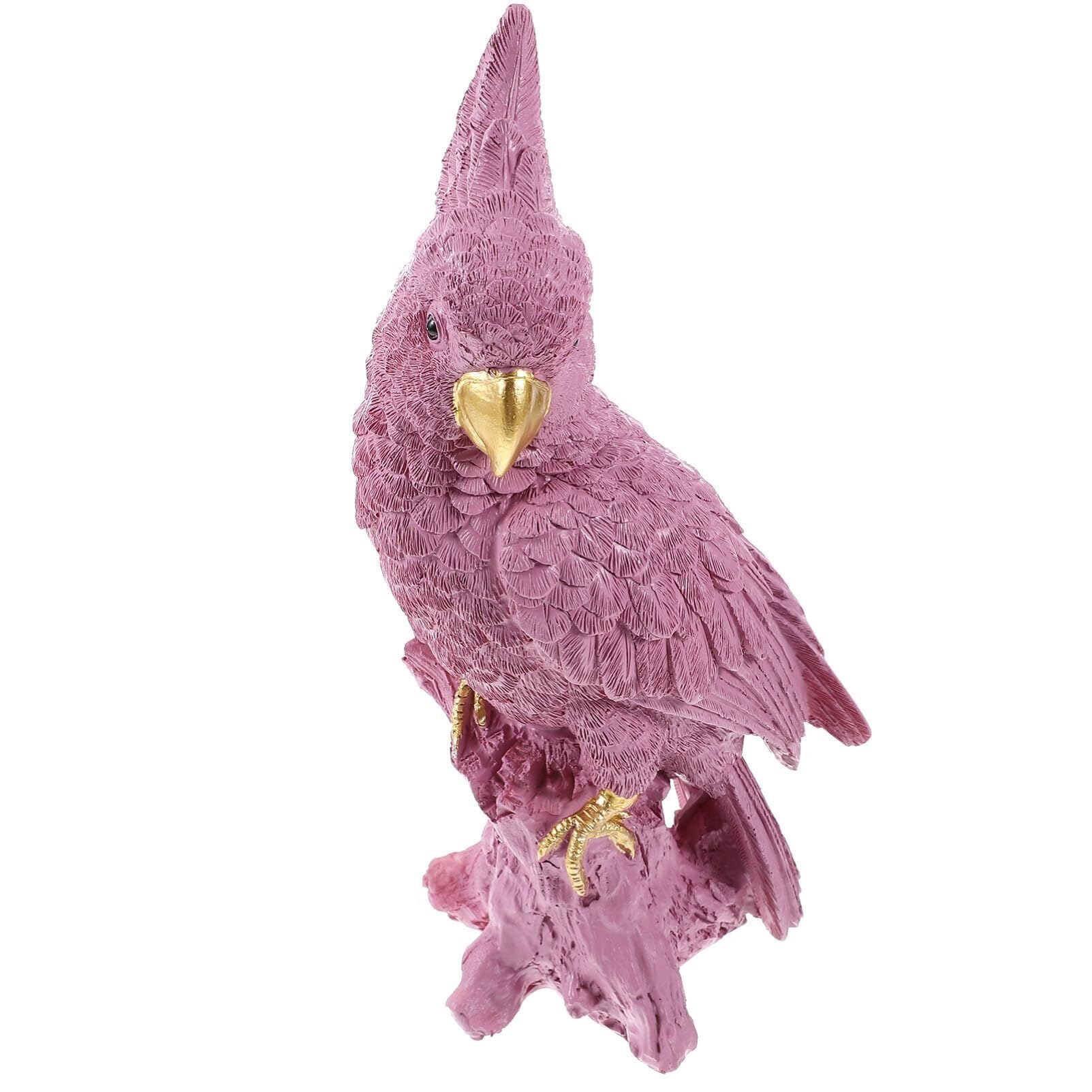 Yofab Office Cubicle Decor Parrot Statue On Tabletop Decor Realistic Figurine Bird Sculpture for Office Coffee Table Centerpiece