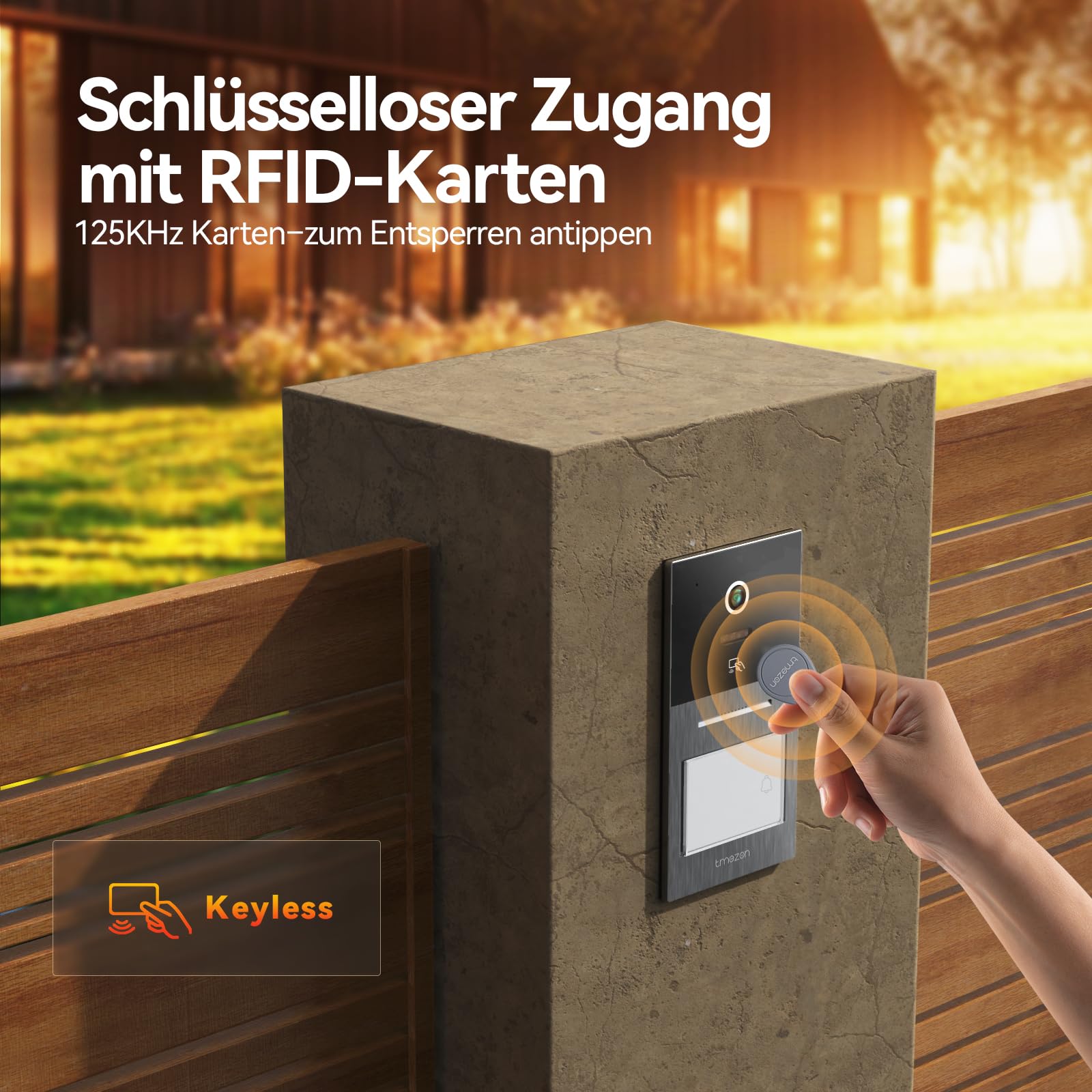 TMEZON WLAN Video Türsprechanlage mit Türöffner, 7''Farb-Touchscreen mit 1080P Metalldoorbell, 2-Draht Installation,Zwei-Wege-Audio,Personenerkennung, 3 Entsperrmethoden & App-Steuerung
