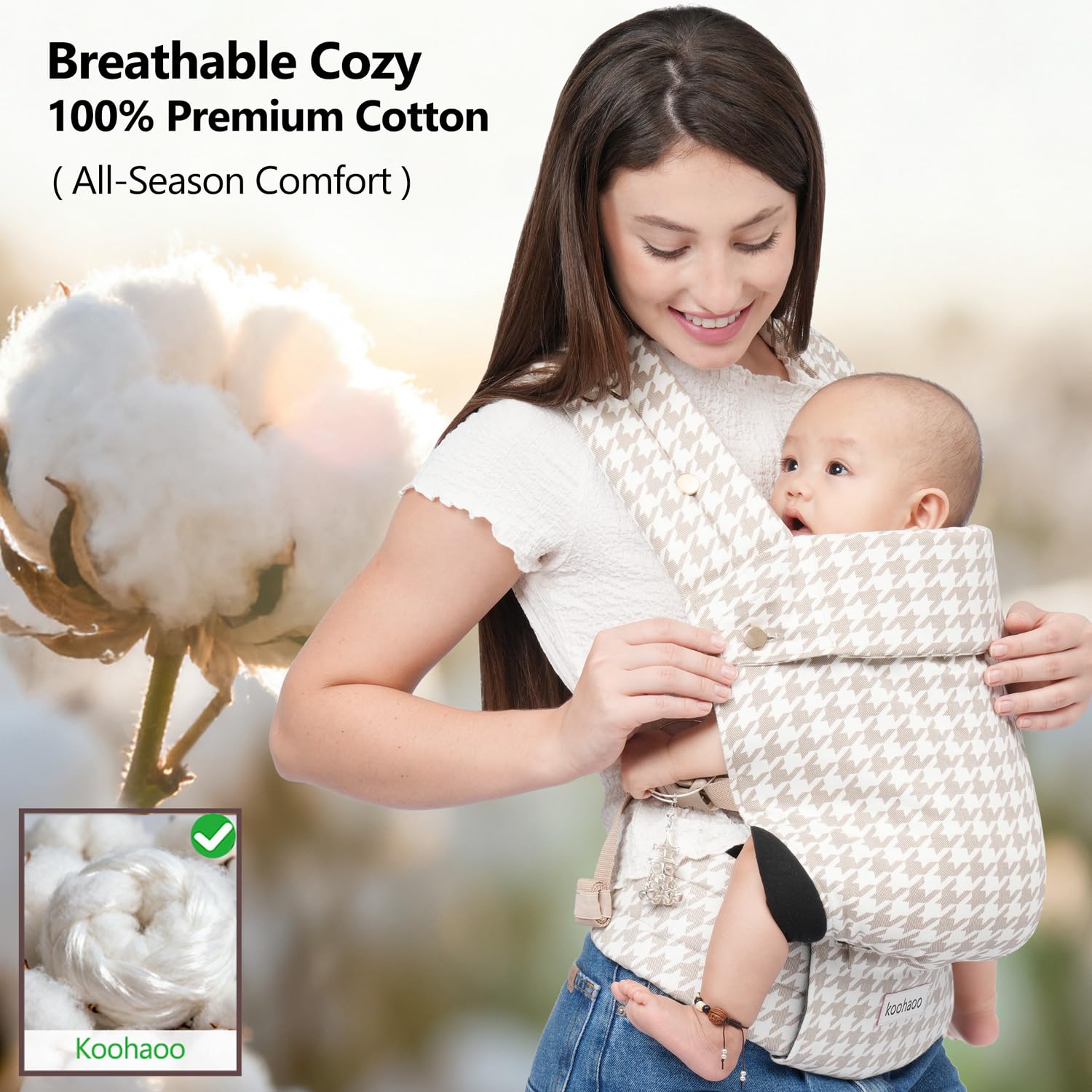 Baby Carrier Newborn to Toddler, Ergonomic, Cozy and Lightweight Baby Toddler Carrier, Premium Soft Cotton Breathable Infant Carrier Baby Gift with Head Support, 3 Carry Positions (11-33lbs)