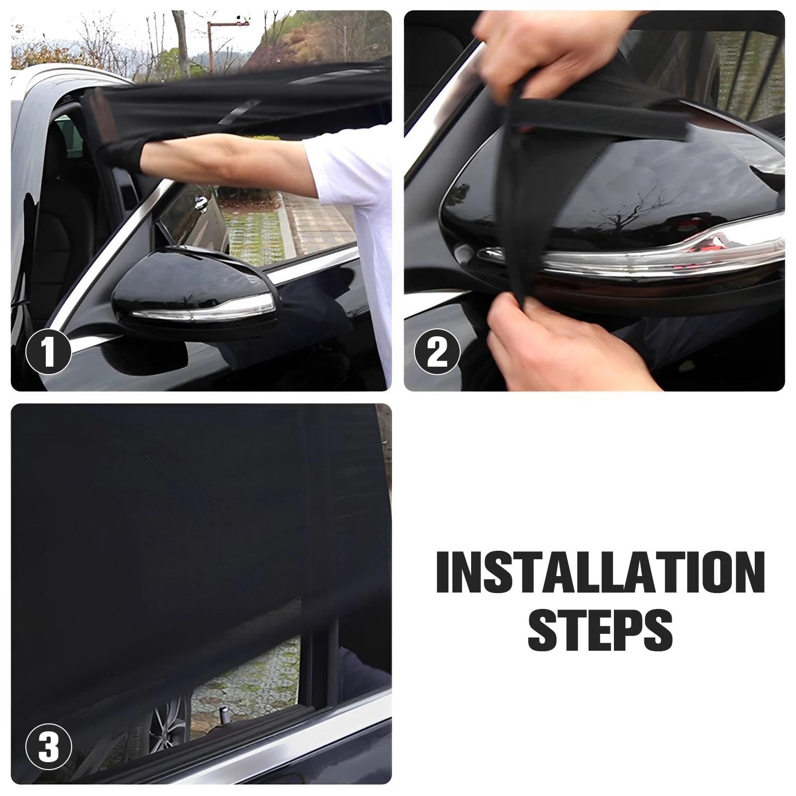 Auto Protección Ventana 2 Cortinas Elásticas Para Ventana De Coche Parasol Transpirable Para Ventana Delantera Y Trasera Protección Solar(2pcs Front Window)