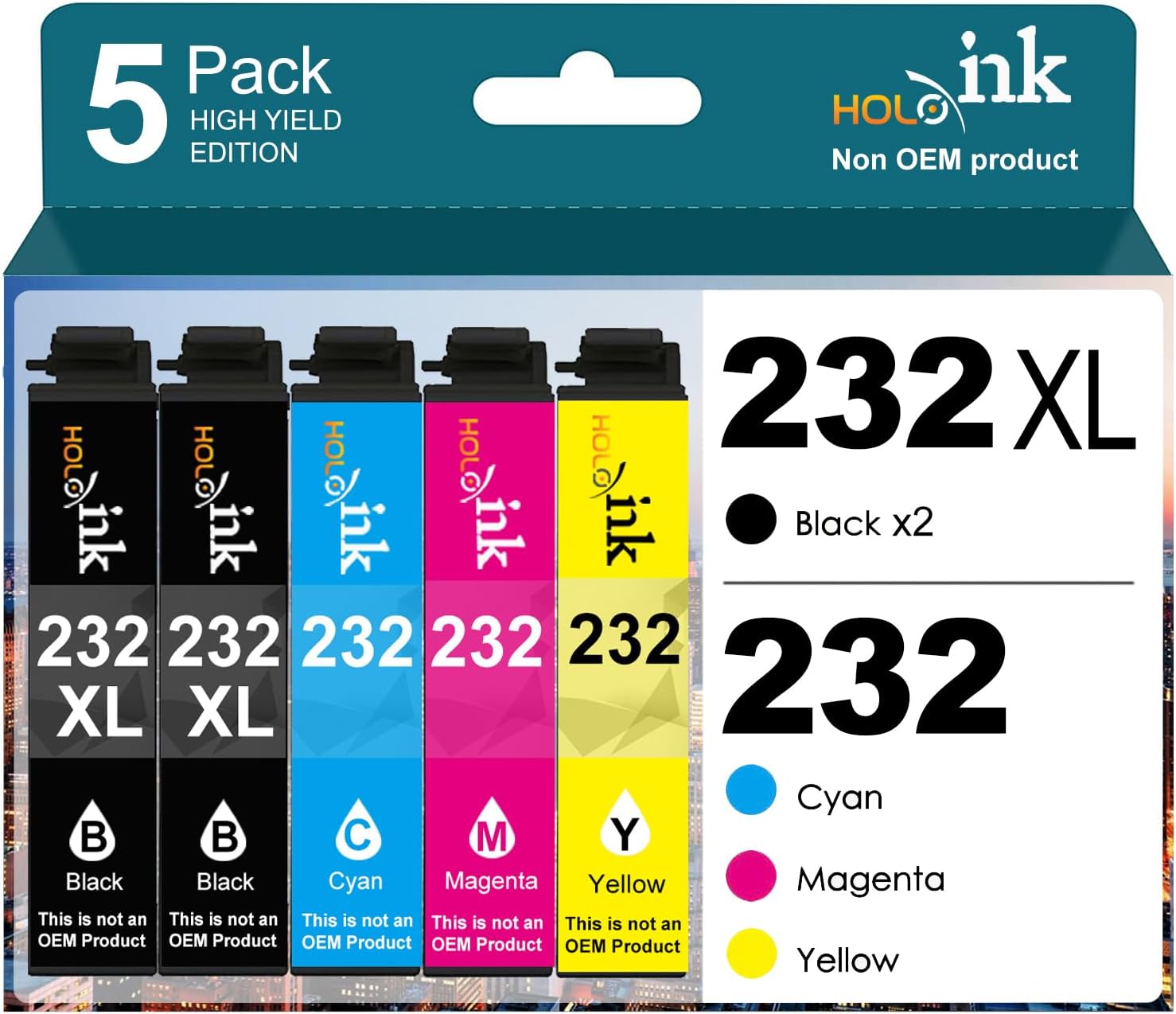 232xl ink cartridge Remanufactured Replacement for Epson 232 XL Ink Cartridges Combo Pack Use with Expression Home XP-4200 XP-4205 Workforce WF-2930 WF-2950 Printer (2 Black Cyan Magenta Yellow) 232xl Black Cyan Magenta Yellow