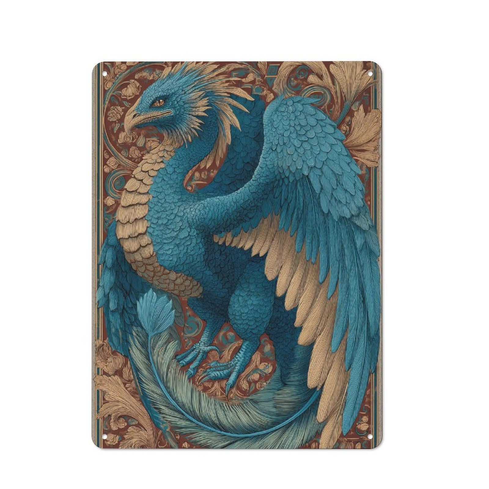 Junmoney Blue Phoenix Majesty Tin Sign 40X30cm With For Workshop Wall, Vintage Decor, For Metal Sign Collectors, For Garage And Workshop Walls