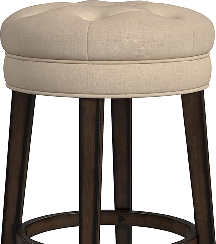 Miniatura 7 de Hillsdale Krauss Taburete giratorio sin espalda, acabado gris carbón con tela de piedra de lino