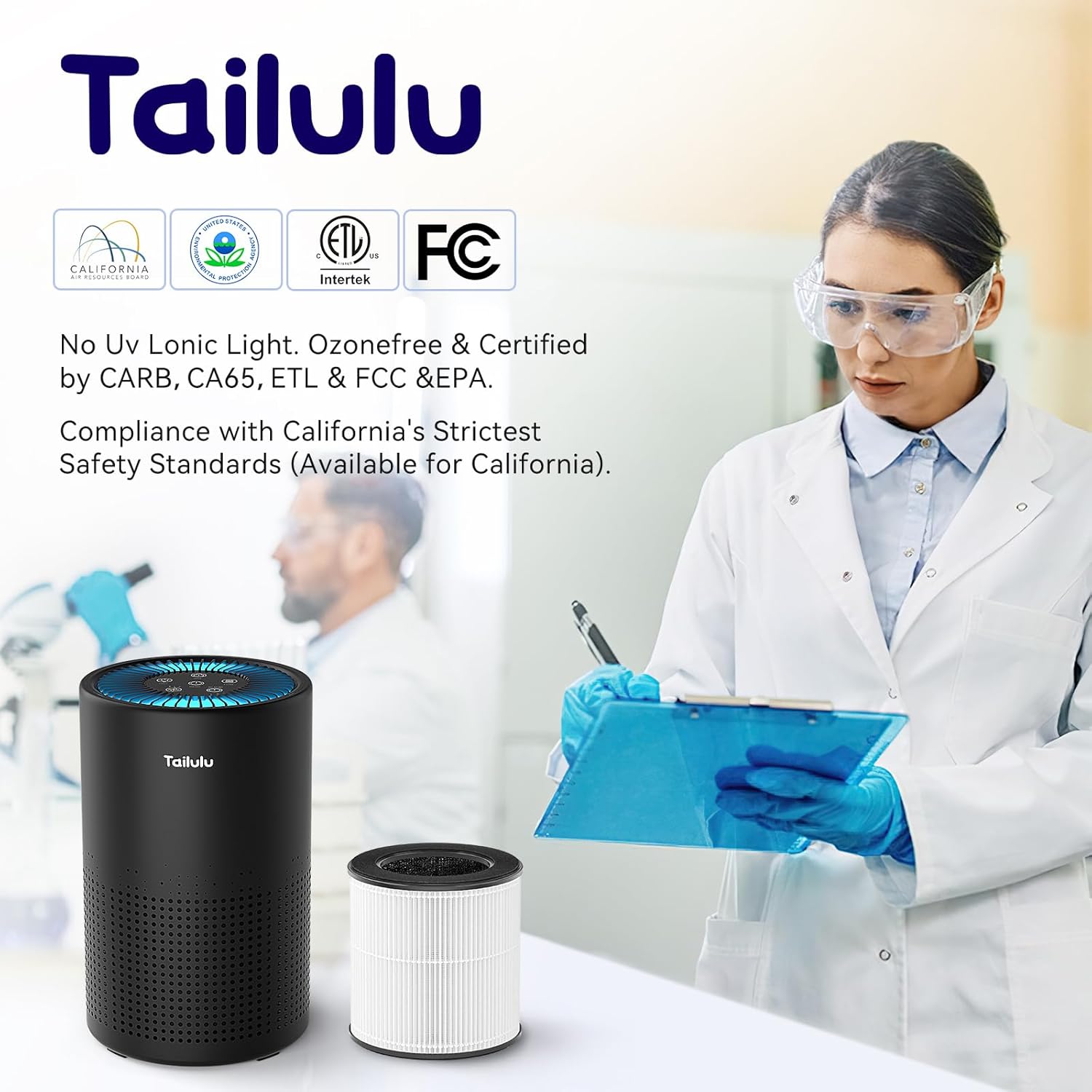 Tailulu Official AP050 AP052 Air Purifier Replacement Filter, 3-in-1 Air Purifier Filter, True H13 HEPA Filter, 1Pack(Blue) - Image 8