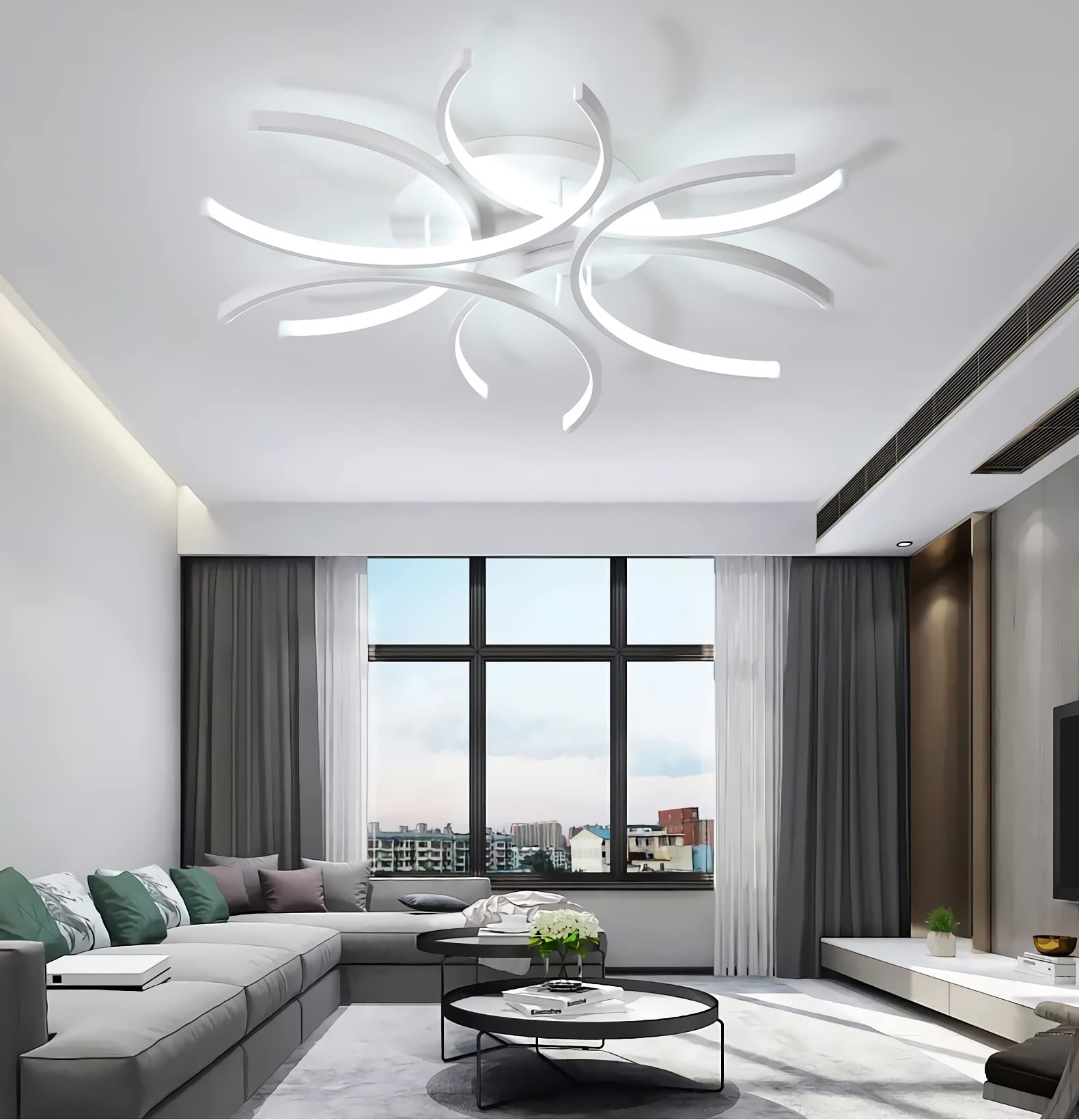 Plafoniera LED Soffitto Moderna, Lampada da Soffitto Dimmerabile da Incasso con Telecomando, Creativo Forma Di Fiore Lampadario per Soggiorno Camera da Letto Sala da Pranzo(80 cm)