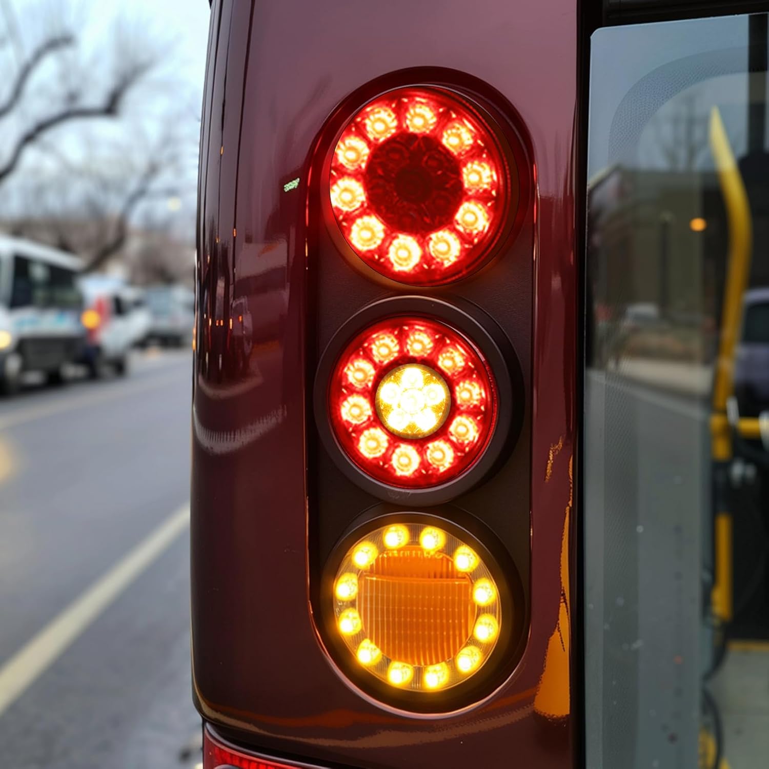 Ourbest 4 Inch Round LED Trailer Tail Lights w/Rubber Circle, 16 LED DC 12V Waterproof Stop Brake Tail (4)