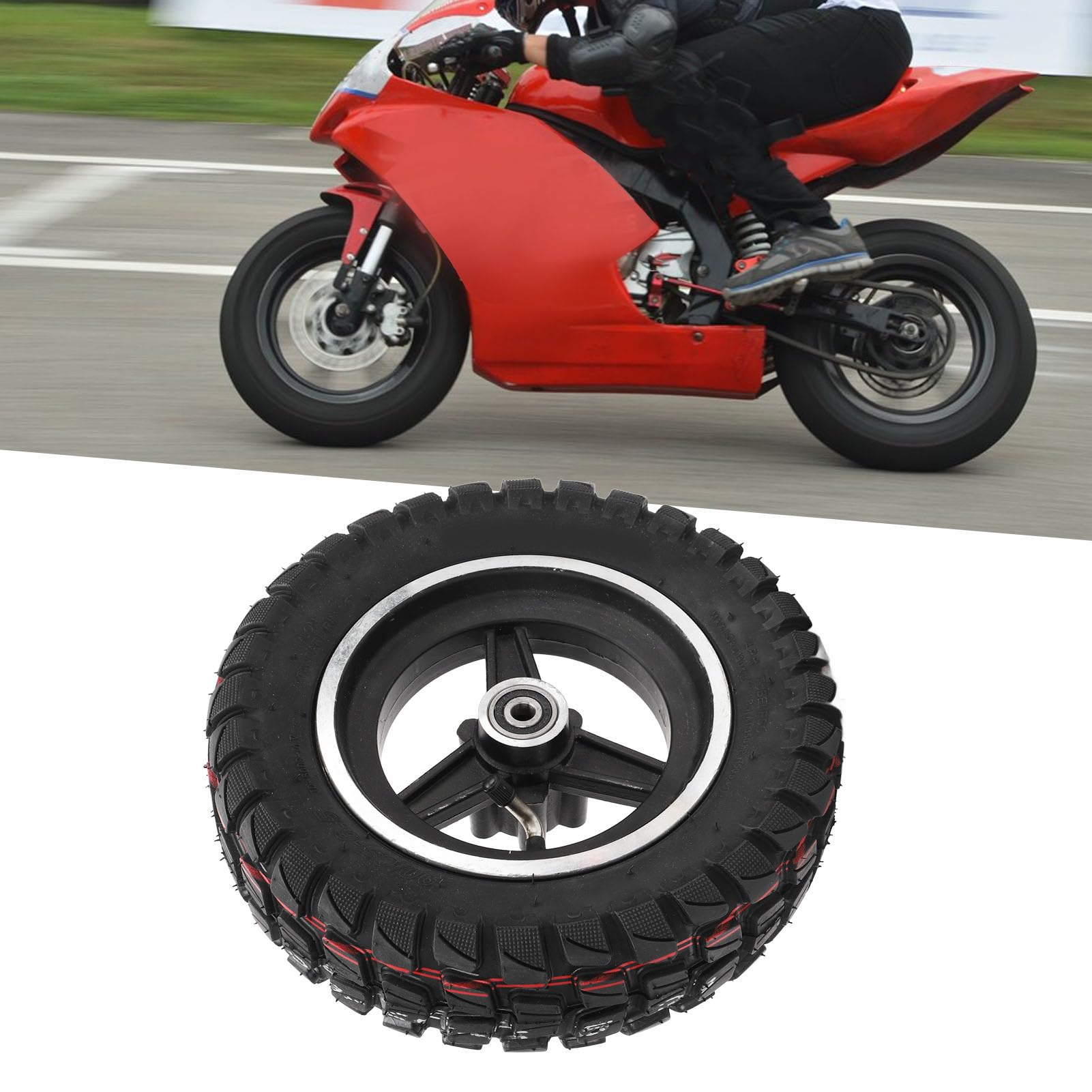 6.5 Zoll Reifen mit Felge für -Motorrad Elektrisches Fahrzeug verbesserte Traktion stabile Leistung 90/65-6.5 Gummi-Metall-Rad Offroad-Ersatzreifen