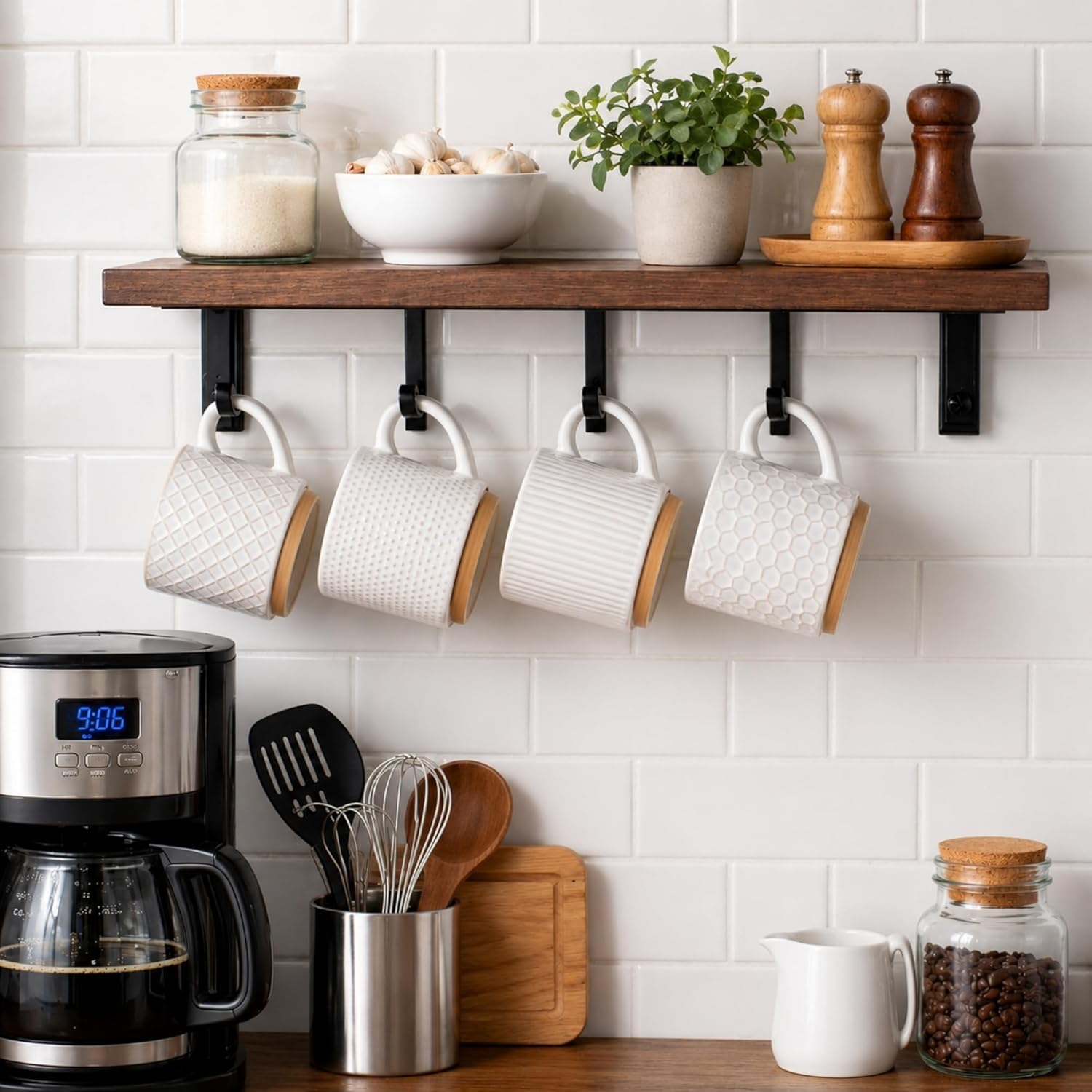 GBHOME Juego de 4 tazas apilables de cerámica con textura de 350ml para hombres, mujeres, padre, madre, tazas modernas, aptas para el microondas y el lavavajillas, para café con leche/capuchino/cacao
