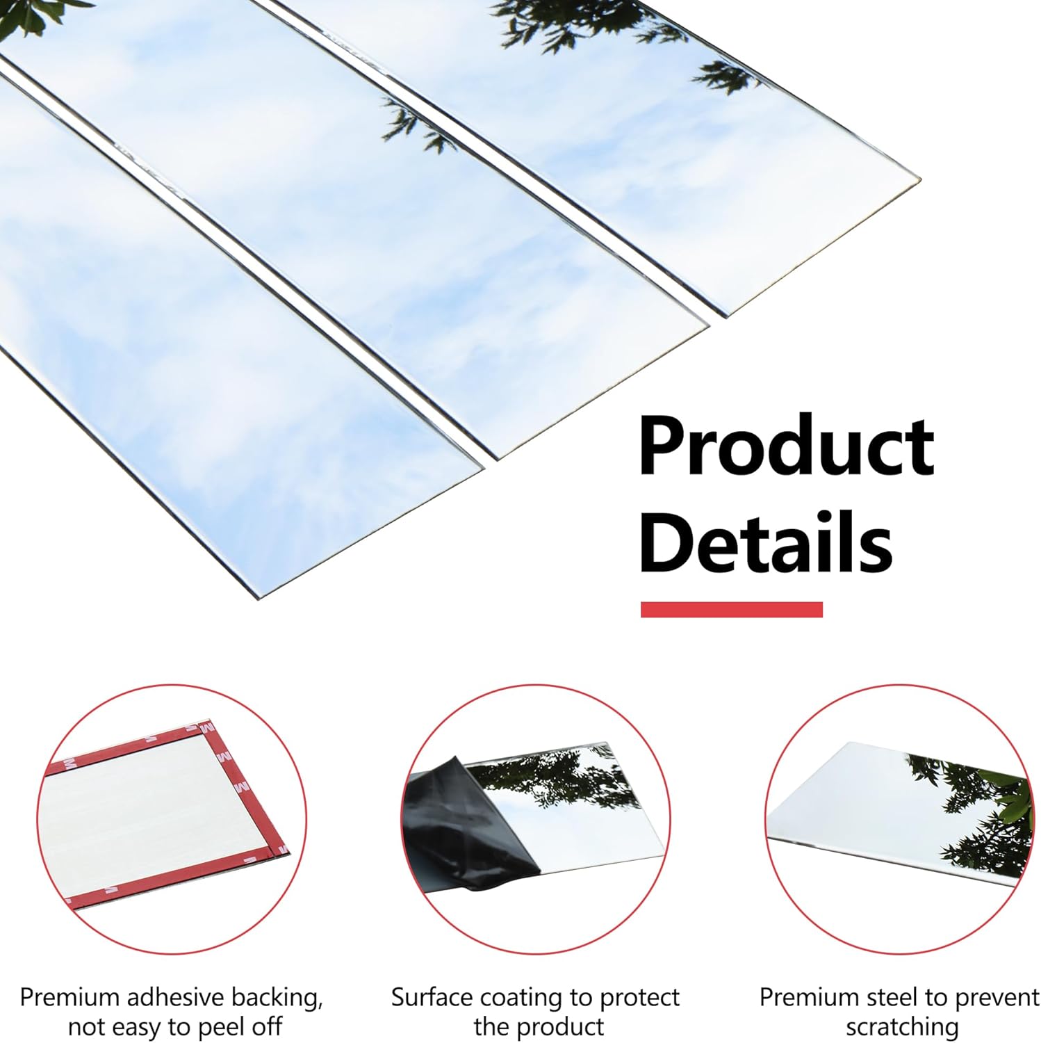 BASIKER Door Window Polished Chrome Pillar Post Trim Fit for Ford F-150 2004-2014 Stainless Steel Molding Trim (4pcs)