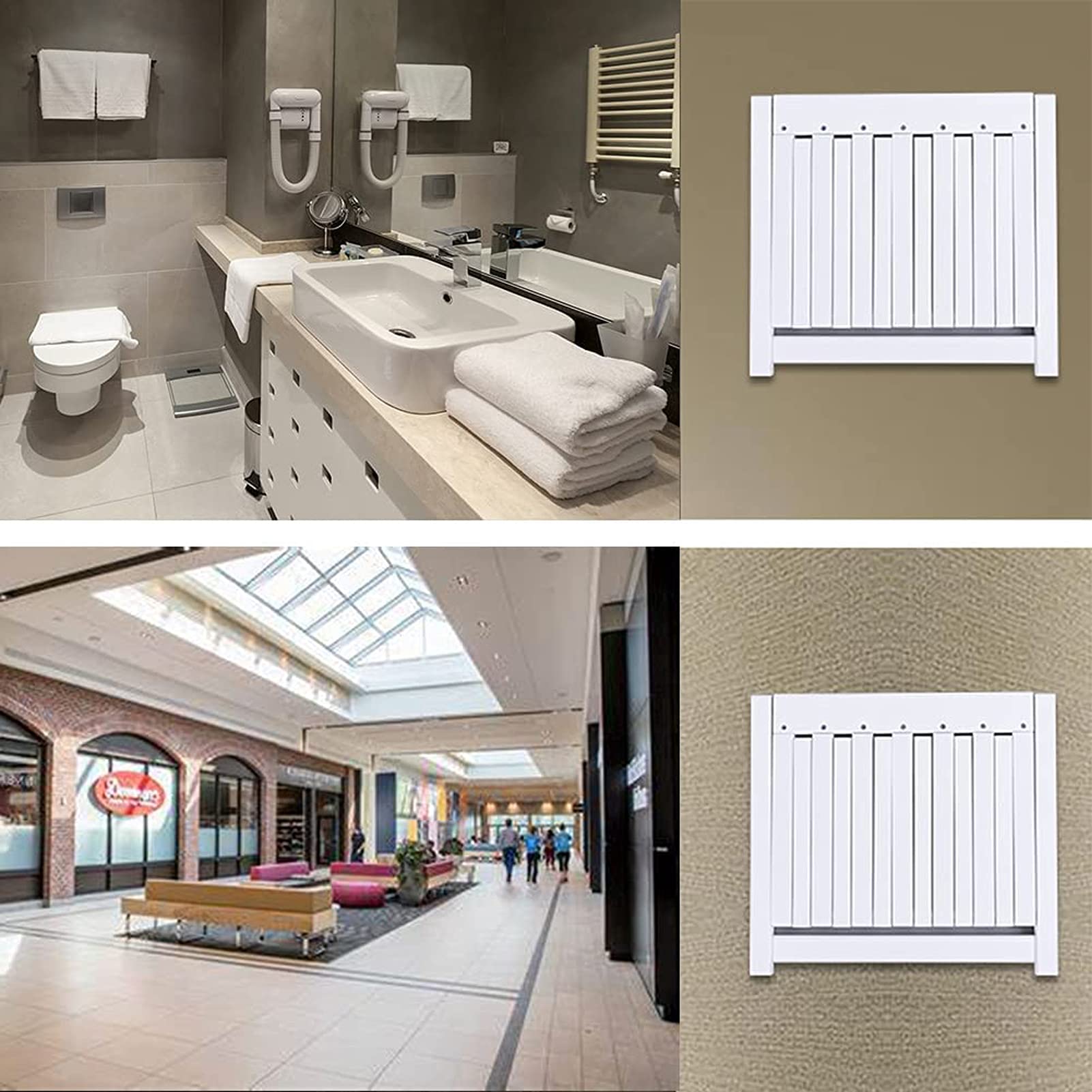 NADAENMF Wall Mounted Folding Chair Shower Seats Invisible Fold Up Shower Stool Solid Wood Wall Seat with Support Legs Saving Space Bearing 150kg Folding for Entryway Hall Kitchen Shower Bathroom