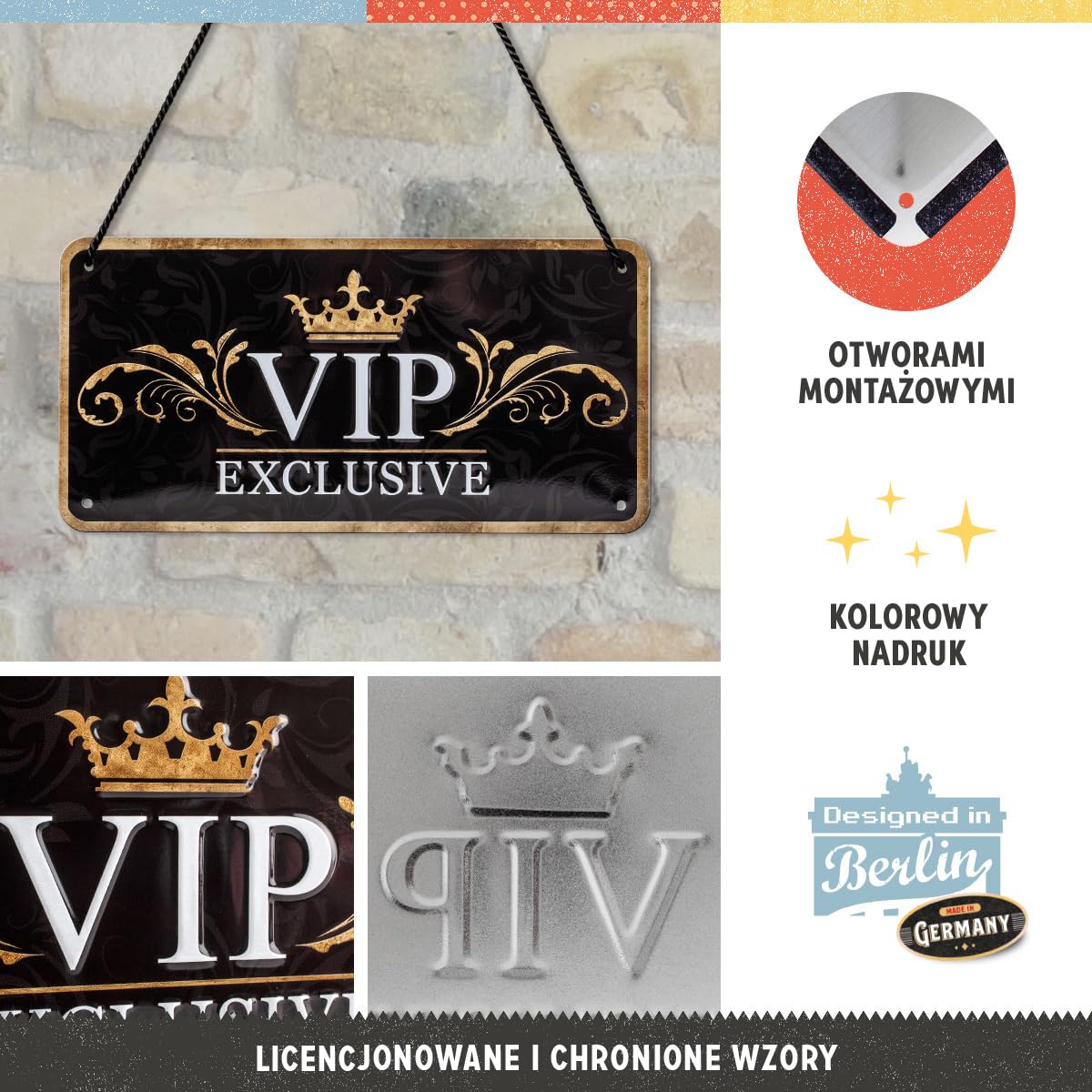 Nostalgic-Art Retro zawieszka z blachy, 10 x 20 cm, VIP Exclusive – Pomysł na prezent dla wyjątkowych osób, z metalu, Styl vintage