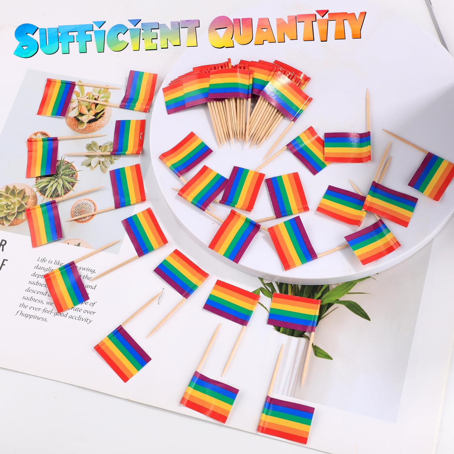 200pz Bandiere Arcobaleno Stuzzicadenti, Mini Toppers Cupcake LGBT Stuzzicadenti Bandiere Arcobaleno Stuzzicadenti da Cocktail Arcobaleno per Carnevale Arcobaleno Decorazioni per Feste