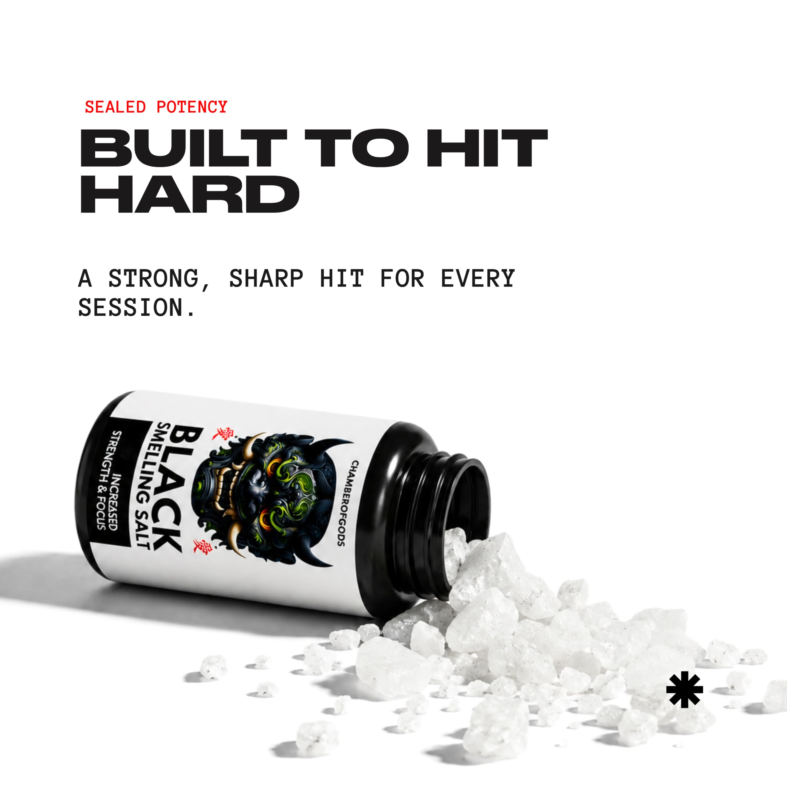 Chamberofgods Black Ammonia Smelling Salt - India's #1 | Crystal Formula for Powerlifting & Gym | 5 Month Potency 1
