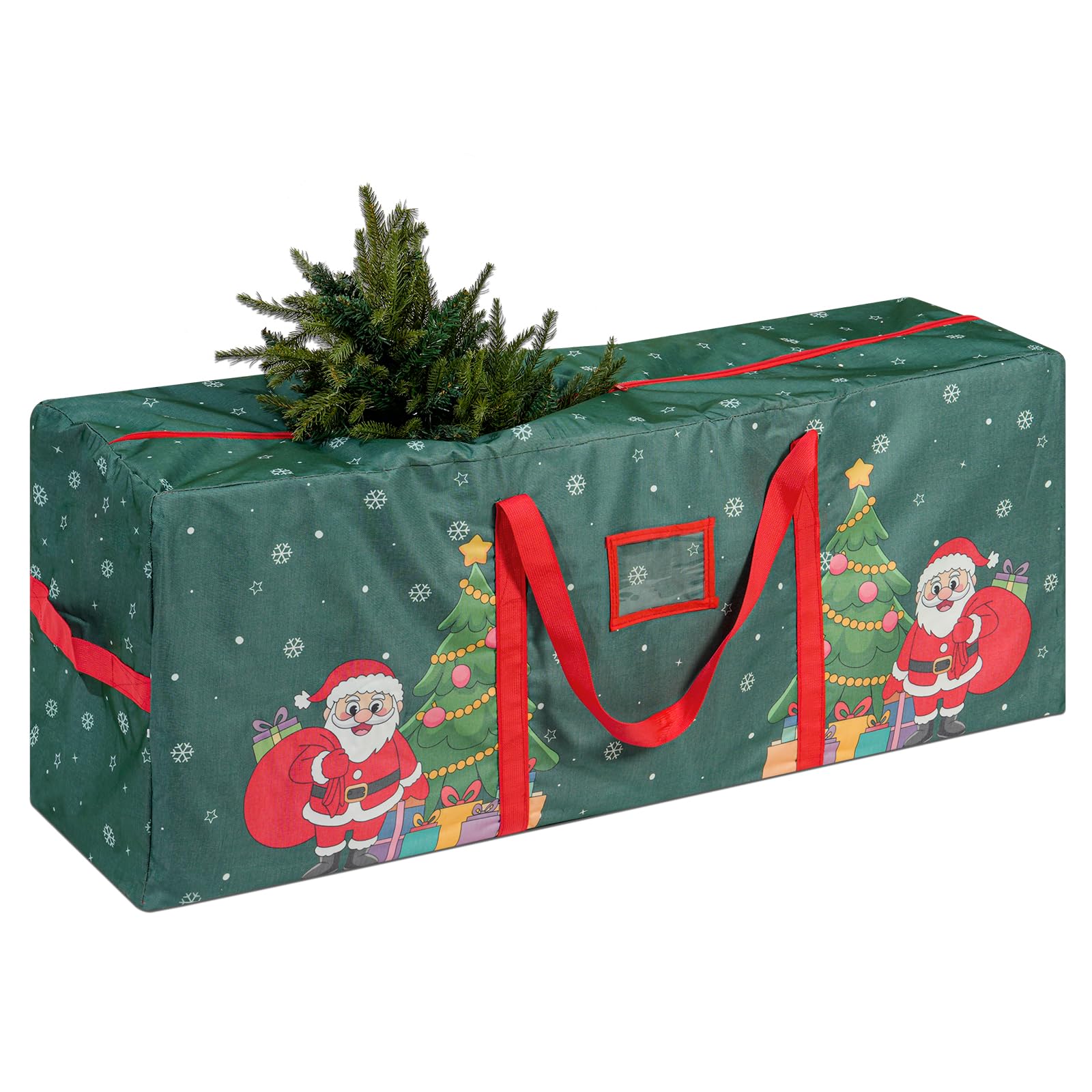 YiYa Christmas Tree Storage Bag for 7.5 Ft Heavy Duty 600D Oxford Xmas Tree Bag Waterproof Christmas Storage Container With Handles for Xmas Santa Claus Trees (Green, L)
