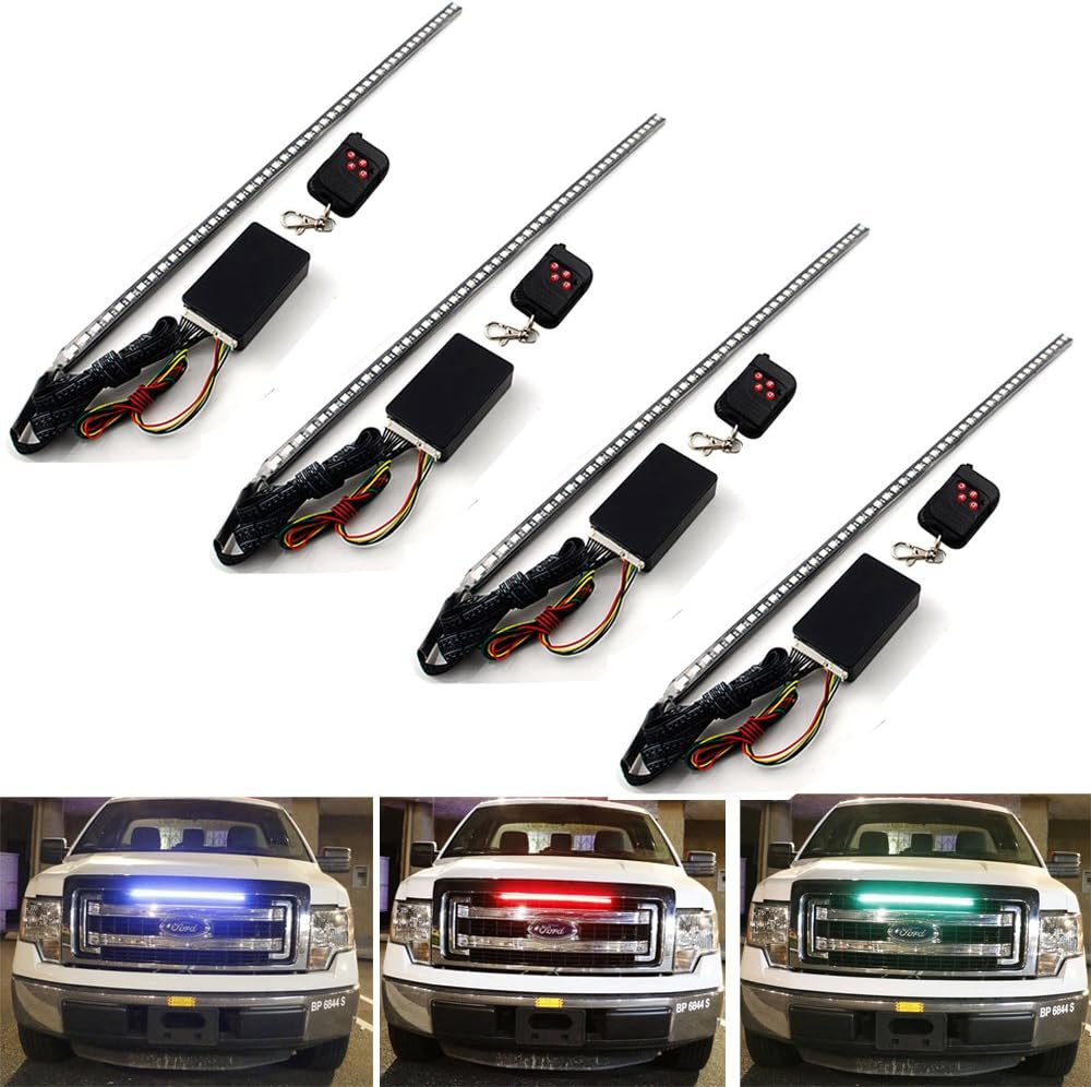 4X Set 7-Color 48 SMD Scanning LED 22" Knight Rider Strip Light Turn Signal Light Car Interior Lighting Decoration