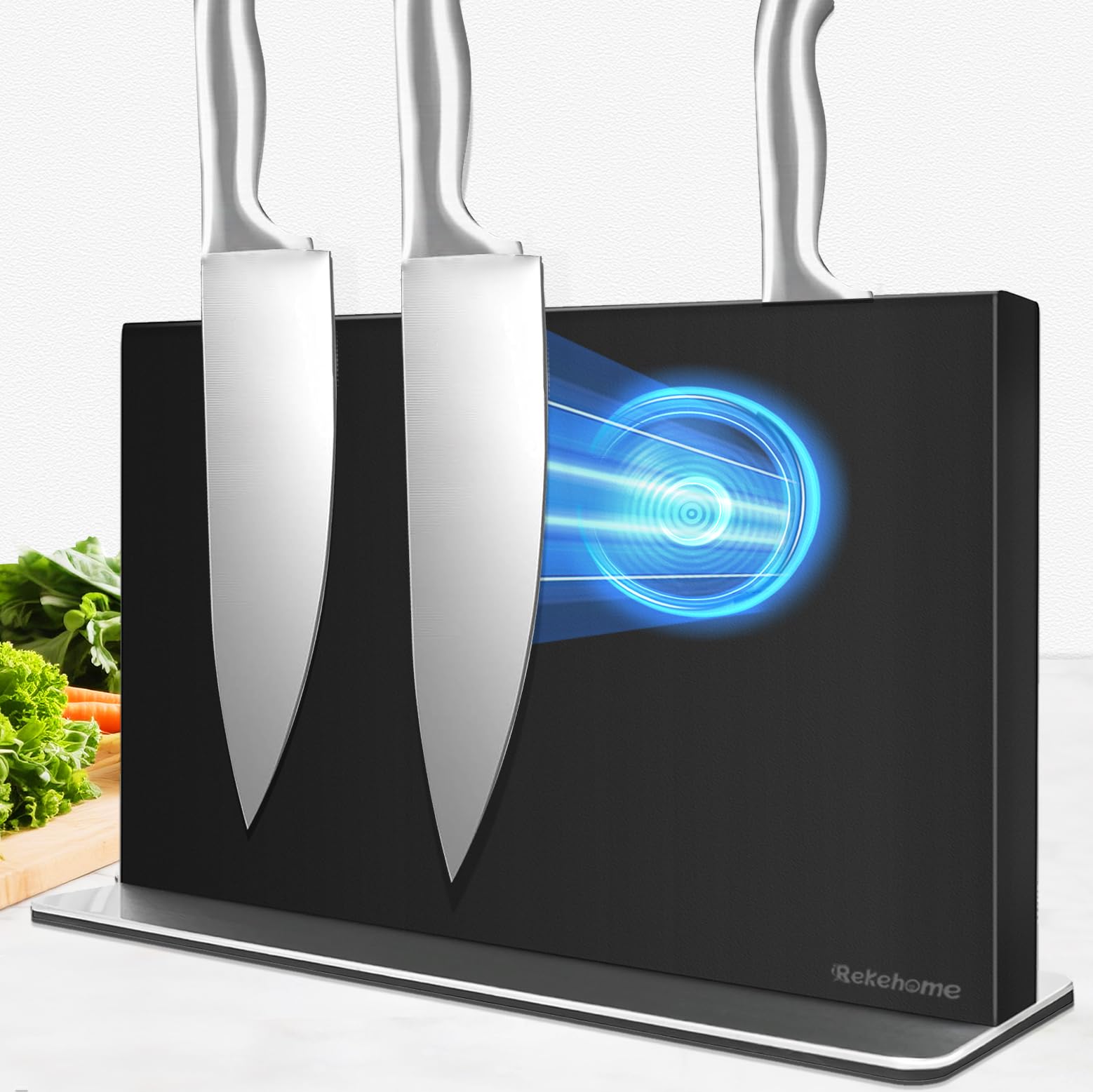 Rekehome Messerhalter magnetisch aus 304 Edelstahl, beidseitig starker Magnet Knife Holder