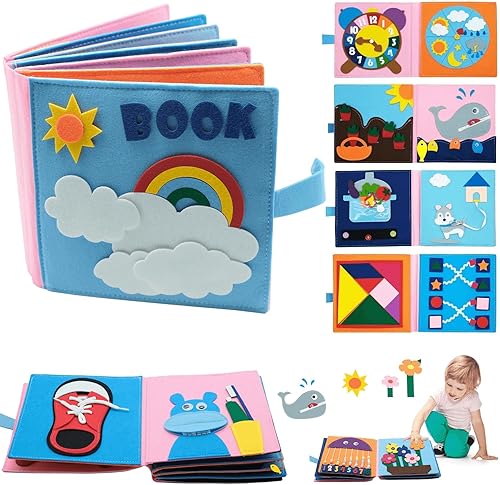 Cobelae Montessori Toys - Tabla de actividades para niños pequeños, libro silencioso de viaje en avióncarretera para bebés, actividades de