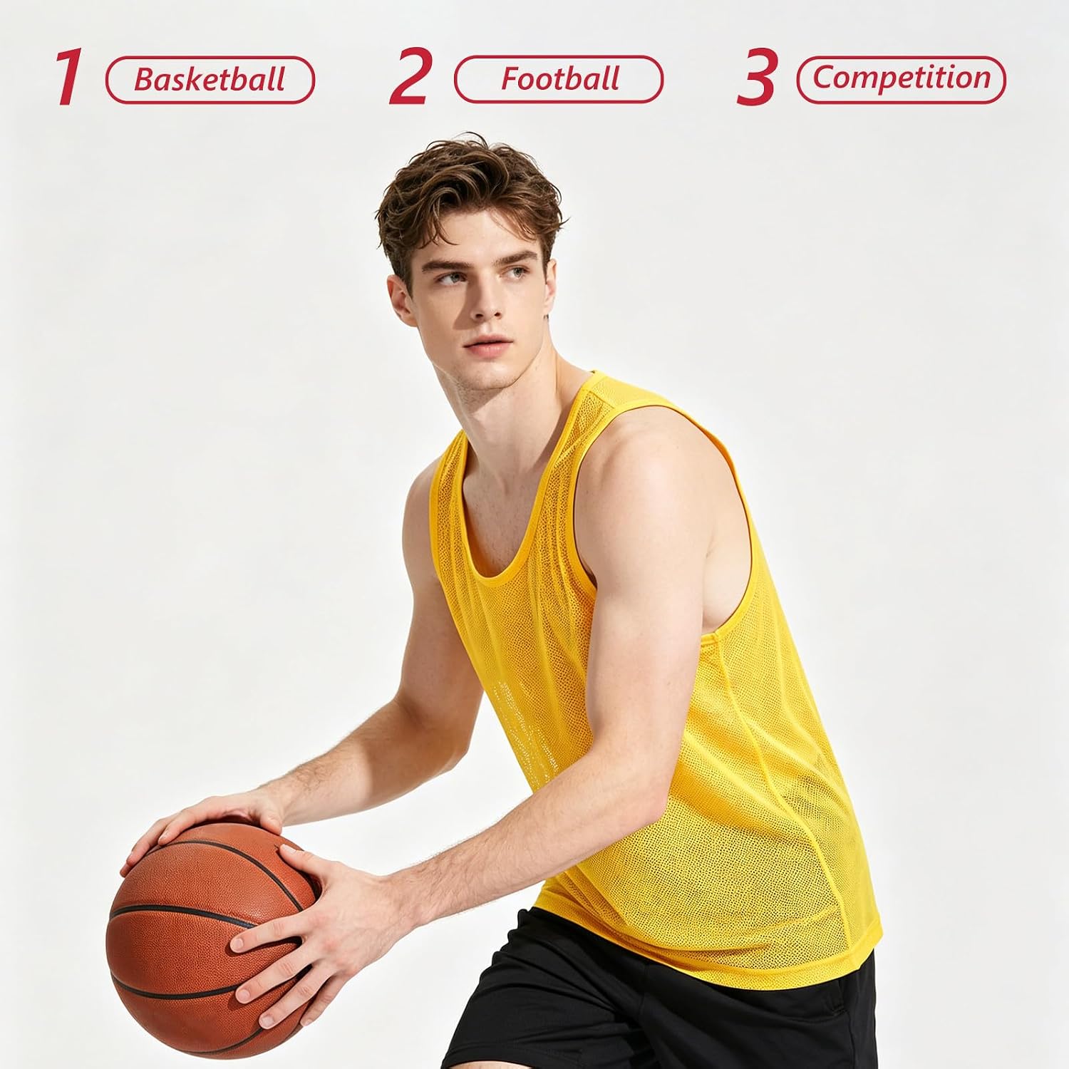 9pcs Lightweight Polyester Practice Jerseys for Adults, Mesh Training Bibs with Enhanced Breathability, High Visibility Football and Soccer Team Vests for Volleyball and Basketball