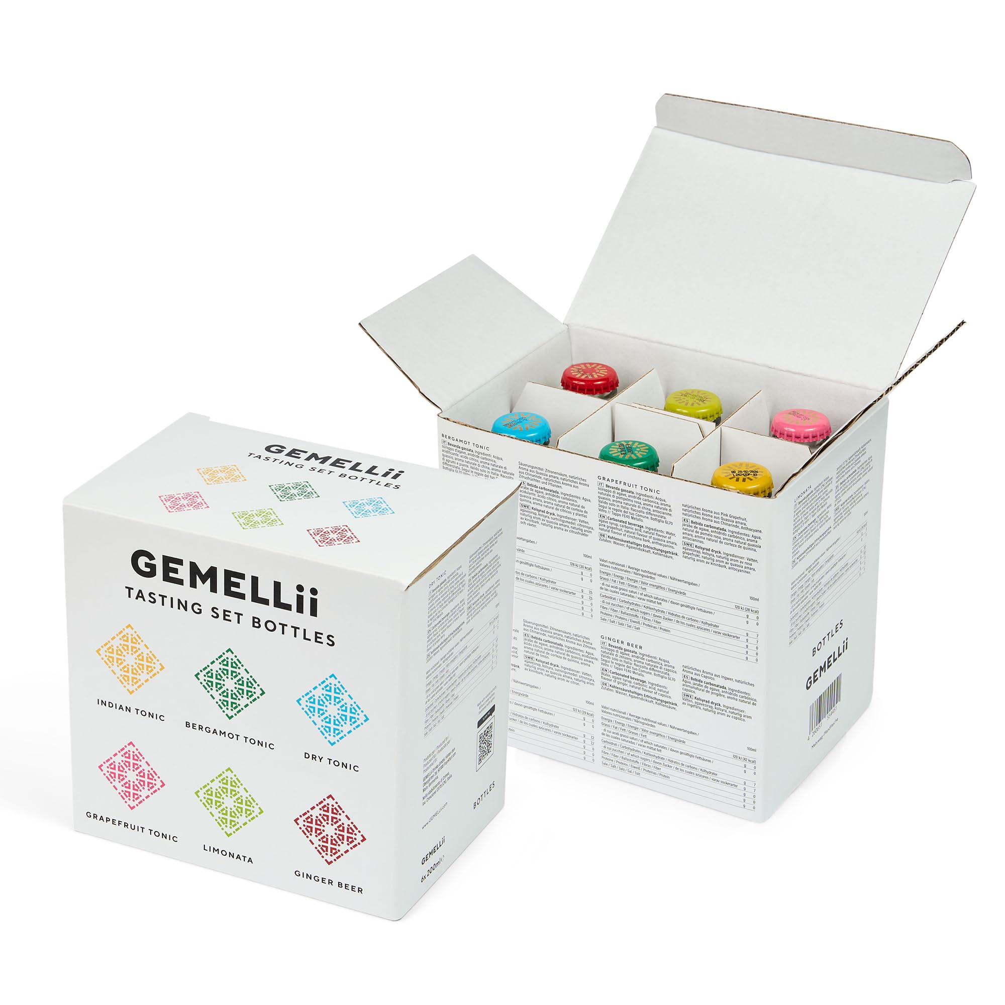 GEMELLii Probierset Tonic Water, 6x 200ml Flaschen, natürliche Inhaltsstoffe, mit Agavendicksaft gesüßt, Made in Italy