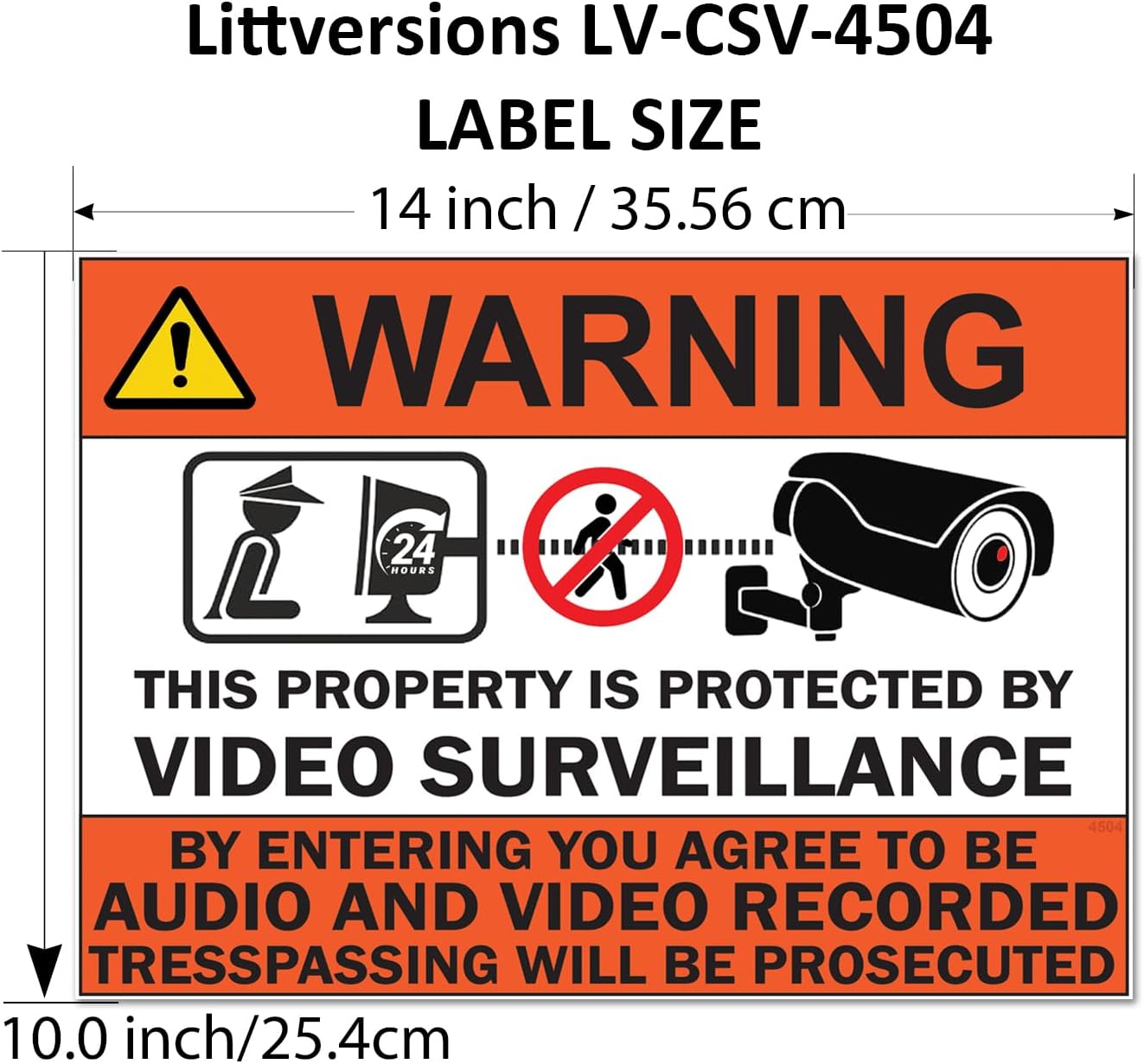 2 Pack 10"x14" Laminated Vinyl Warning “Private Property" Video Surveillance Labels Security Sign for Home, Business, Windows, and CCTV Systems