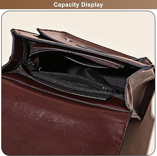 Miniatura 4 de Mochila de viaje con múltiples bolsillos vintage para mujer, mochilas casuales de cera de aceite, bolsa de libros de cuero genuino, Negro