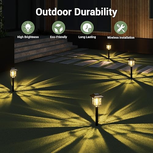 Miniatura 9 de XMCOSY+ Luces solares para exteriores, paquete de 6 luces solares para exteriores, impermeables, 2 tonos de bronce y madera, 15 LM LED de