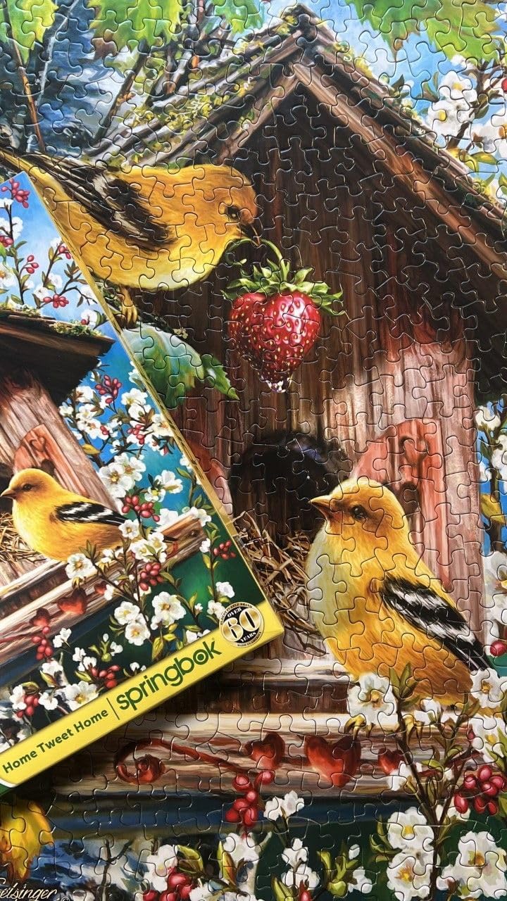 Springbok Home Tweet Home 500 Piece Jigsaw Puzzle for Adults - Birds and Bird House - Unique Cut Pieces - Made in USA