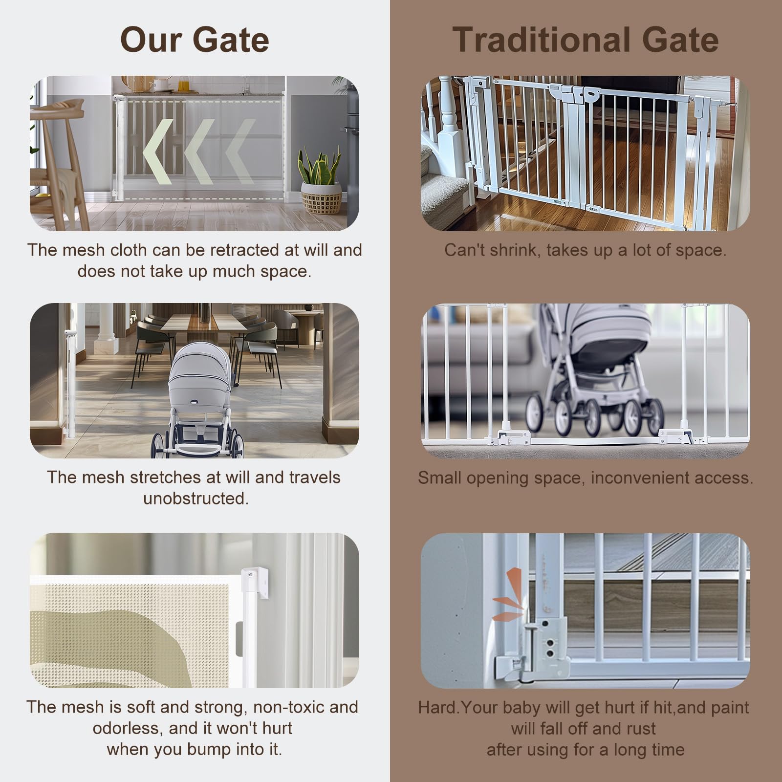 Cancelletto Retrattile Per Bambini, Cancelletto Estensibile Per Bambini A Rete O Cancello Per Cani A Rete, 0-180cm Cancello Di Sicurezza Per Scale, Interni, Esterni, Porte E Corridoi - 7