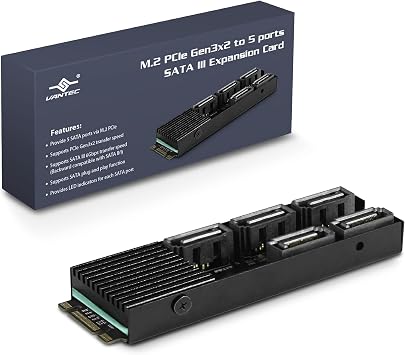 VANTEC M.2 PCIE GEN3X2 to 5 Ports SATA III Expansion Card