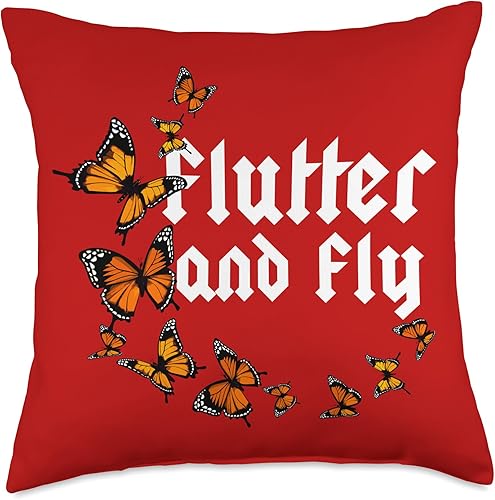 Monarch Inspirational Cute Entomology Butterfly Flutter and Fly Apparel Monarch Butterflies - Almohada para mujeres, hombres y niñas, 18 x 18