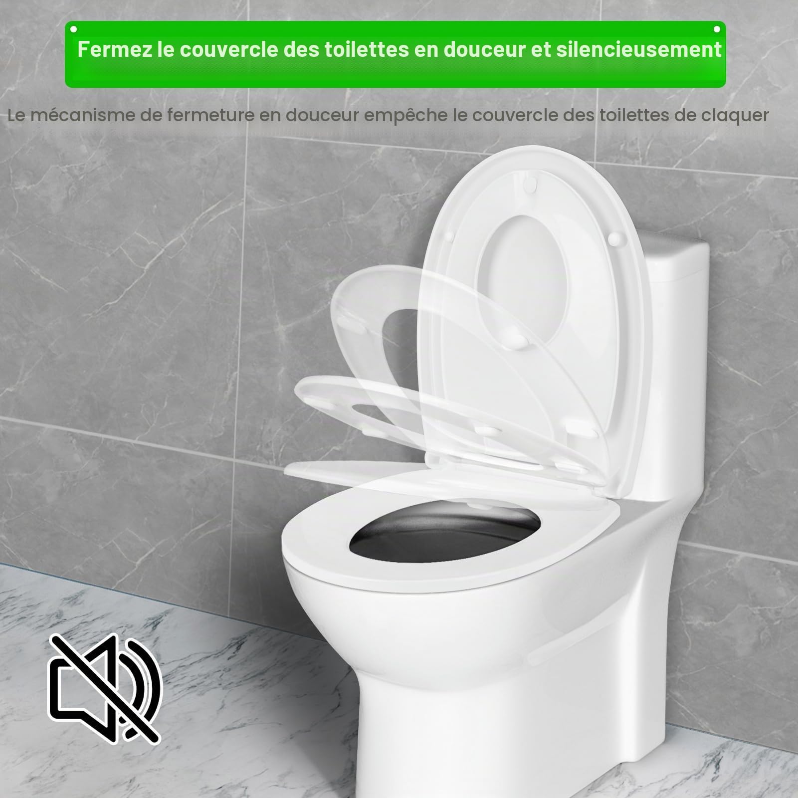 Abattant WC Familial Forme O, Urée Formaldéhyde Cuvette Toilette avec Siège Enfant Magnétique, Lunette WC avec Fermeture Douce et Libération Rapide, Siège de Toilette pour Enfant et Adulte