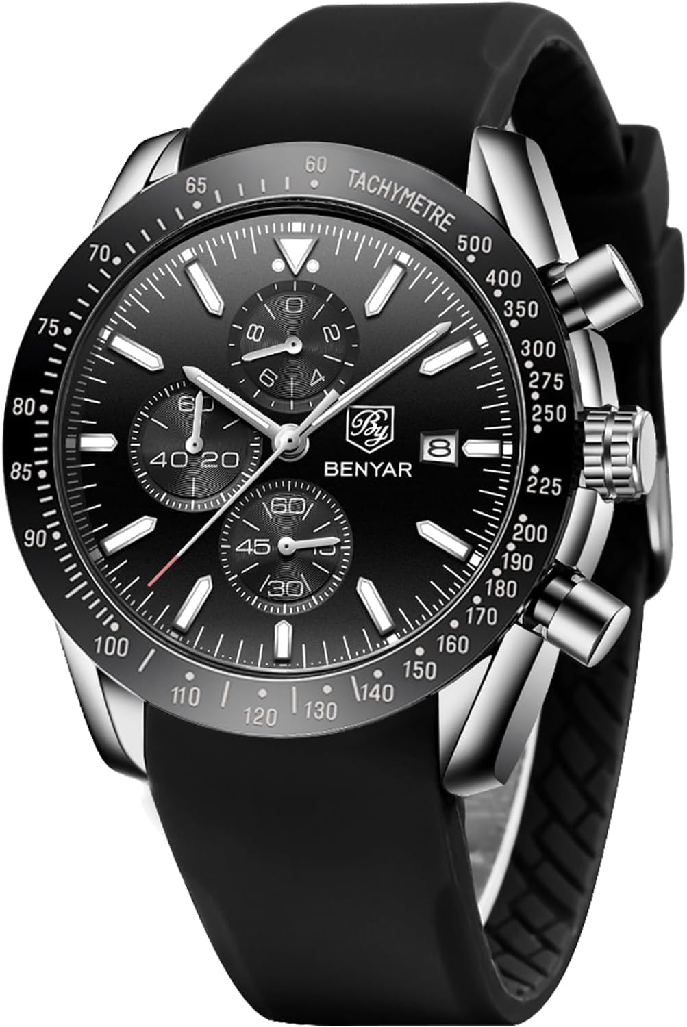BENYAR Classic Fashion Quartz Chronograph Watch Casual Sport 30M Waterproof Leather Band Mens Watches