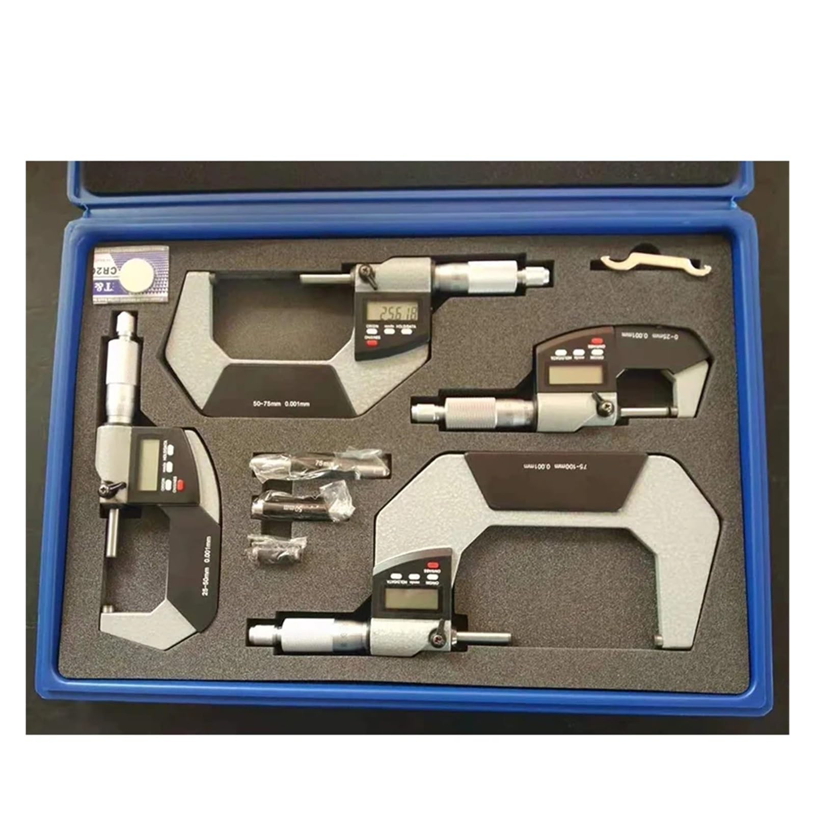 Elektroniczny mikrometr zewnętrzny 0-25mm 25-50mm 50-75mm 75-100mm 0,001 mm Cyfrowy Miernik Mikrometr Narzędzia pomiarowe - Metryczne-Prec(0-100mm 4pcs)
