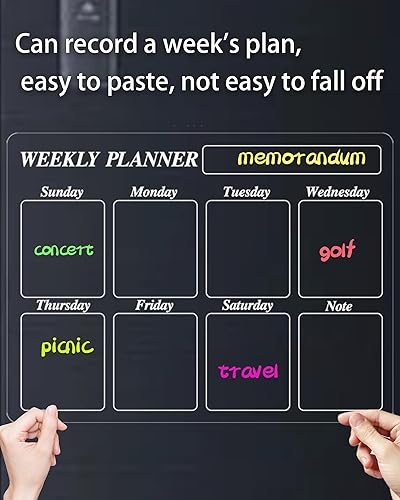Miniatura 6 de Calendario adhesivo para nevera, calendario de borrado en seco, calendario transparente y no magnético para pared, cocina, oficina, escuela
