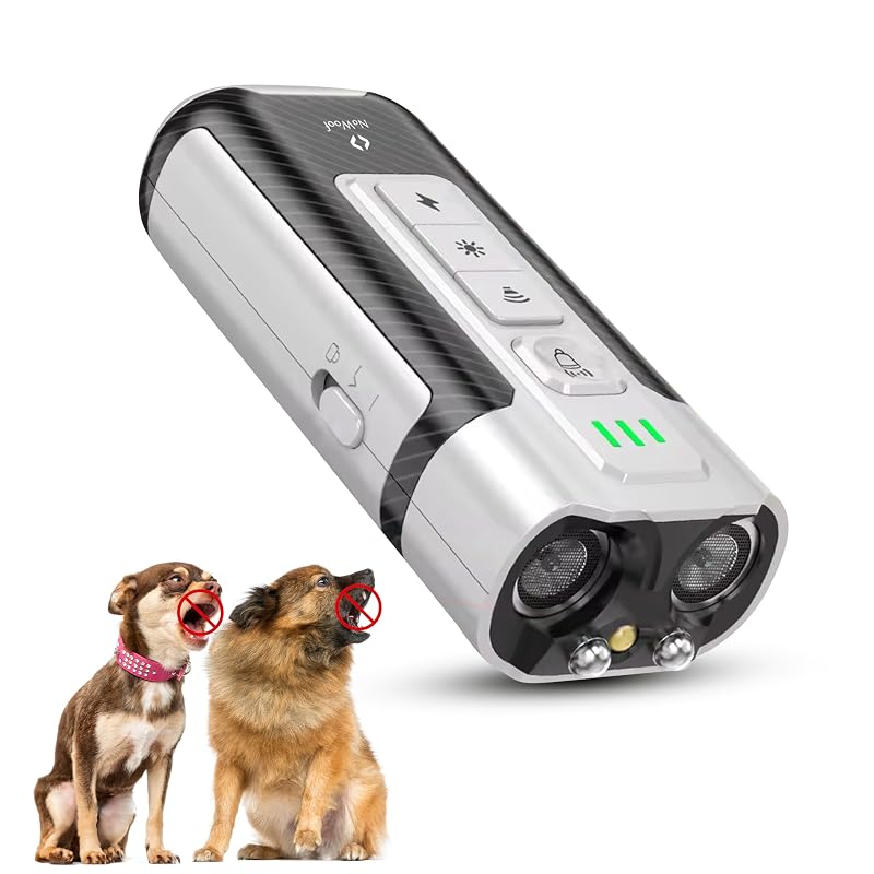 Dispositivo Antilatido Sônico para Cães NoWoof com 4 Modos, Alcance de 7,01 m, Prata, 1 unidade