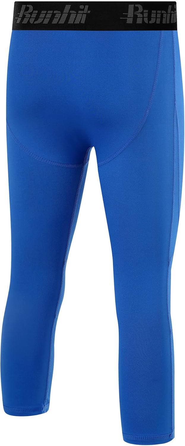 Runhit Boys Compression Pants 3/4 - Youth Athletic Leggings Capris Tights Sports Base Layer for Basketball Football Baseball - Image 4