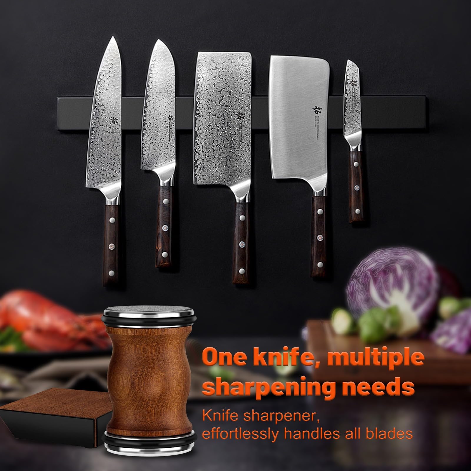 Nuevo Juego De Afilador De Cuchillos, Utensilio De Cocina | Con Fijación Magnética y Silicona Antideslizante, Kit De Afilado Sencillo, Adecuado Para Afilar Cubiertos