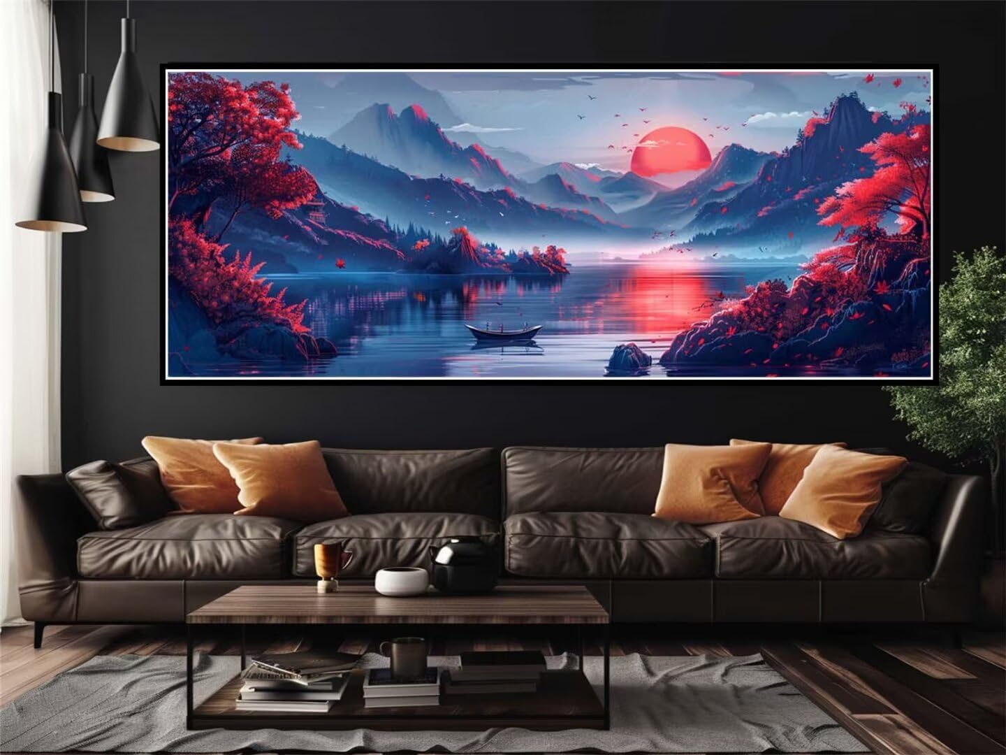 Amazon.co.jp 数字油絵 湖 月 数字キット塗り絵 手塗り 人気 DIY絵 デジタル油絵 数字キットによる絵画 数字キットで