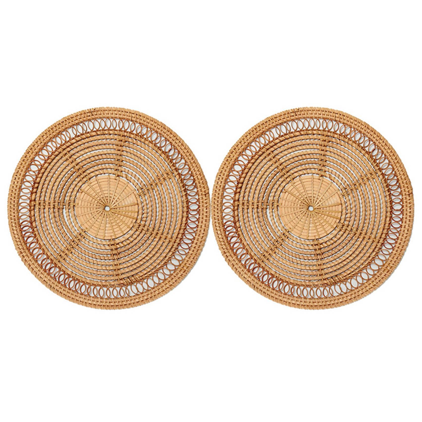 Hndhbfgrt 2X Home Woven Wall Basket Natural Decor Decorative Rattan Decor Woven Wall Decor Woven Wall Hanging 11.8 Inch