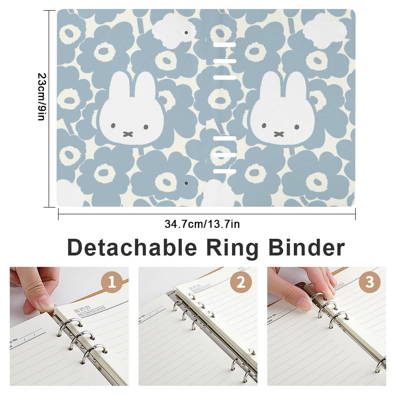 Amazon | ミッフィー 花柄 ブルー システム手帳 ノートメモ帳