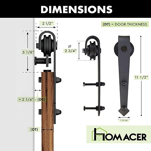 Miniatura 8 de Homacer Kit de accesorios para puerta de granero corrediza rústica negra sin derivación, para una sola puerta, pista plana de 6 pies de largo,